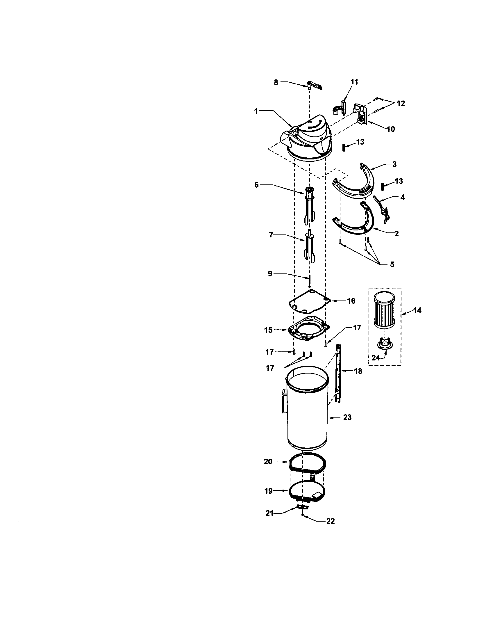 Kenmore 11635913400 dust bin diagram
