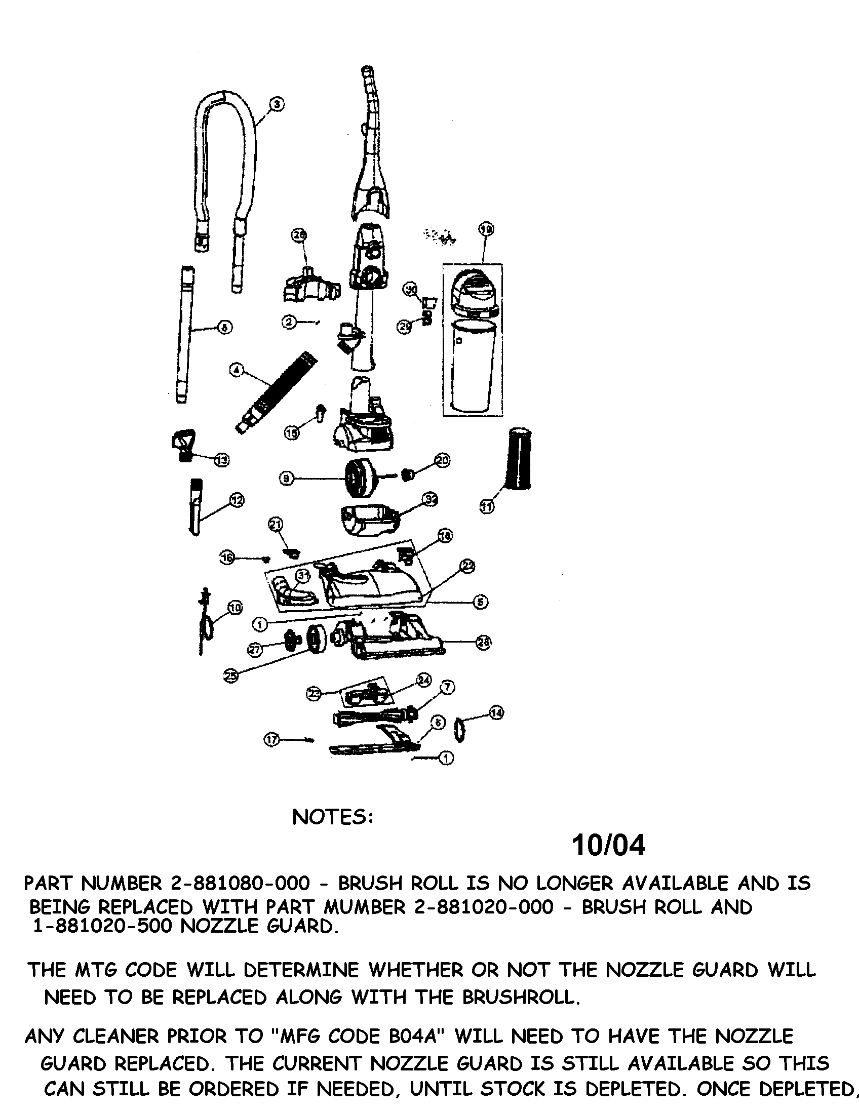 Dirt Devil 088105 vac assembly diagram