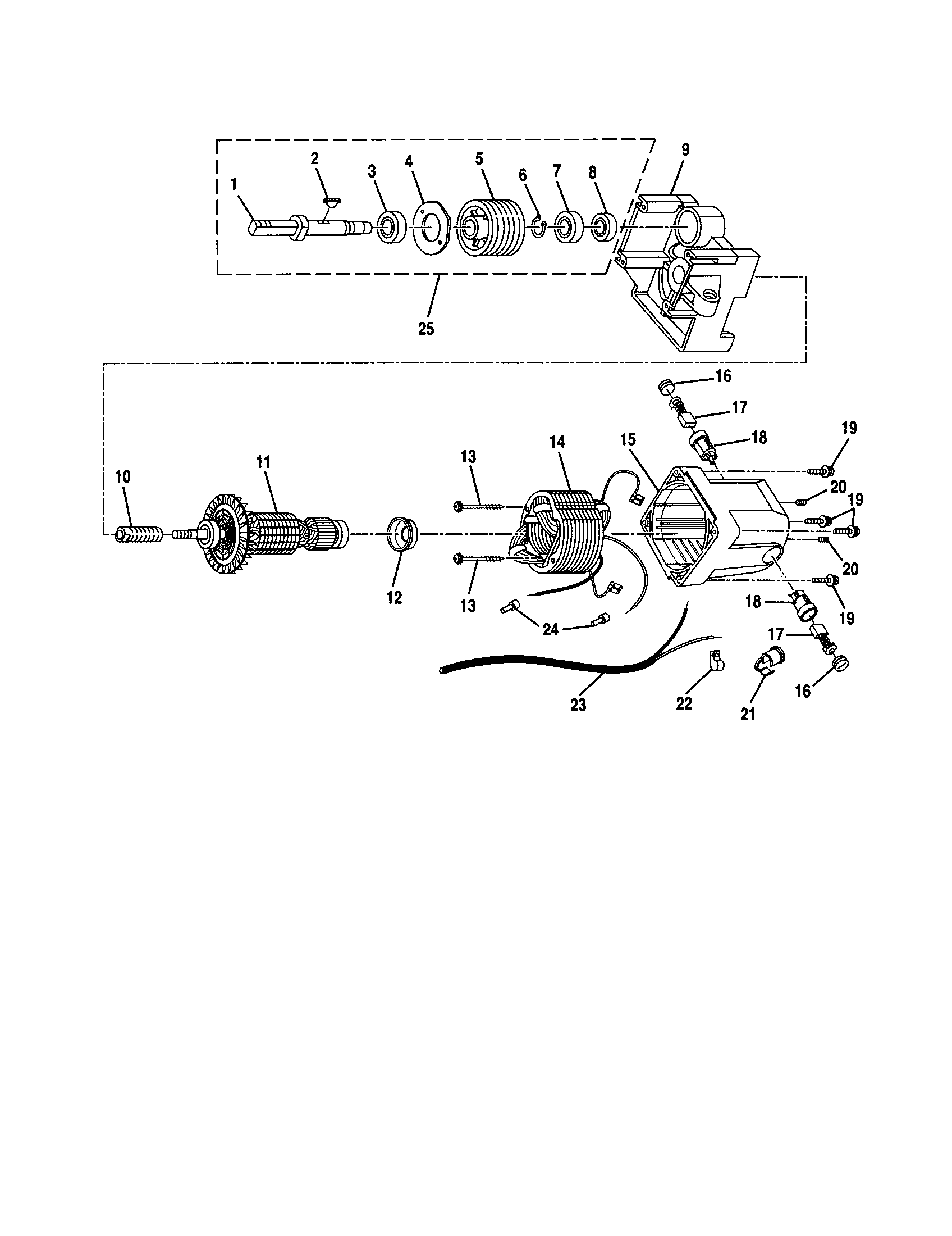 Ryobi BT3100 motor assembly diagram