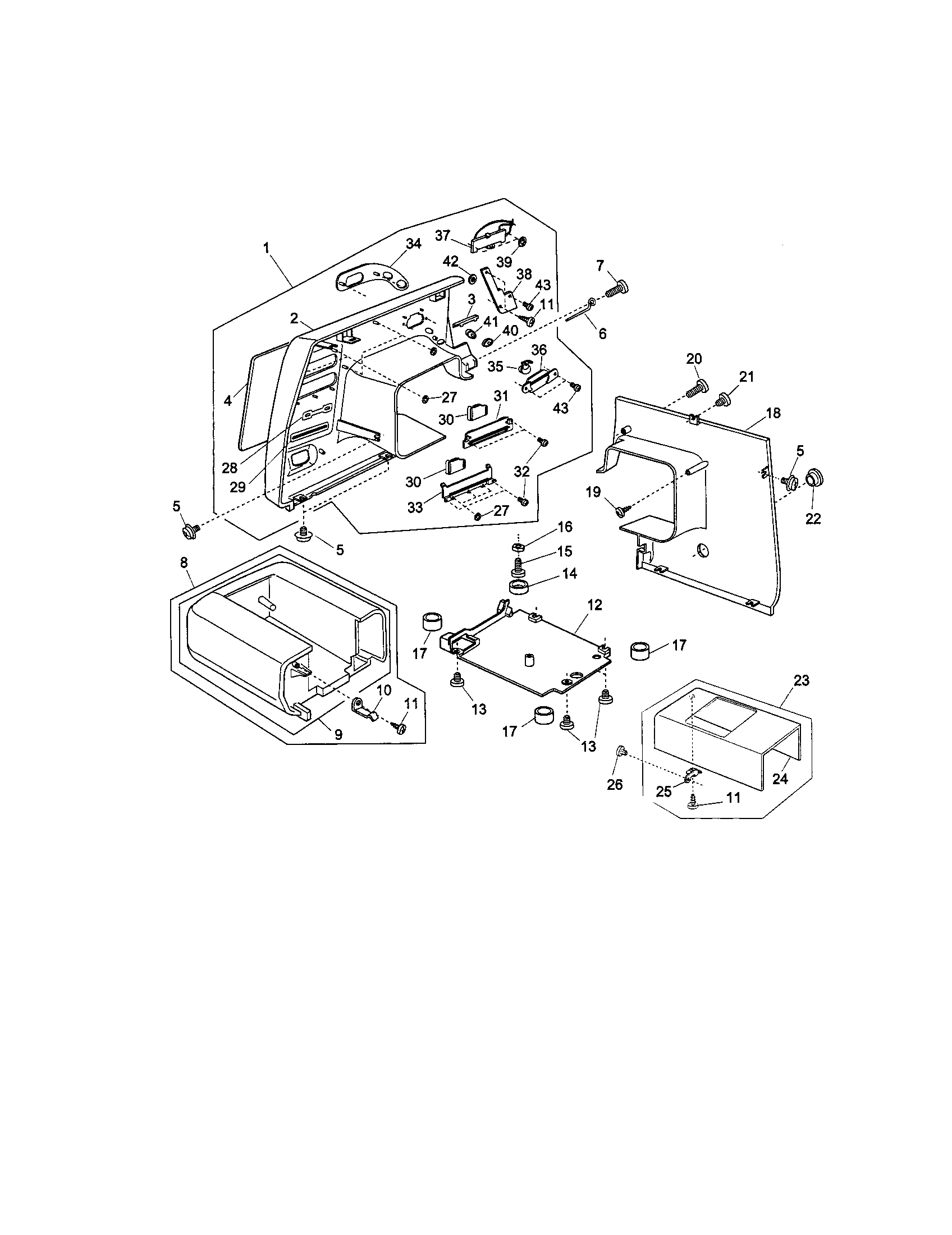Kenmore 38516231301 front cover unit/base lid diagram