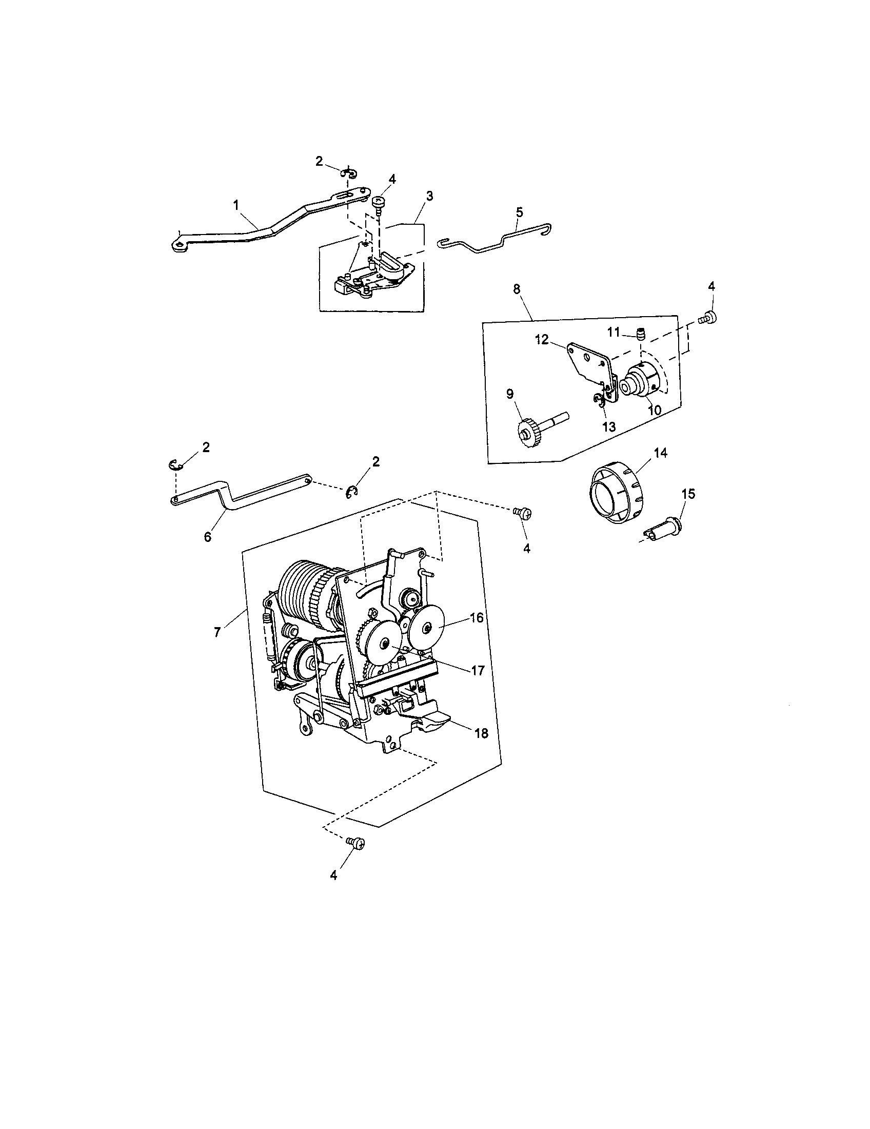 Kenmore 38516231301 zigzag rod front diagram