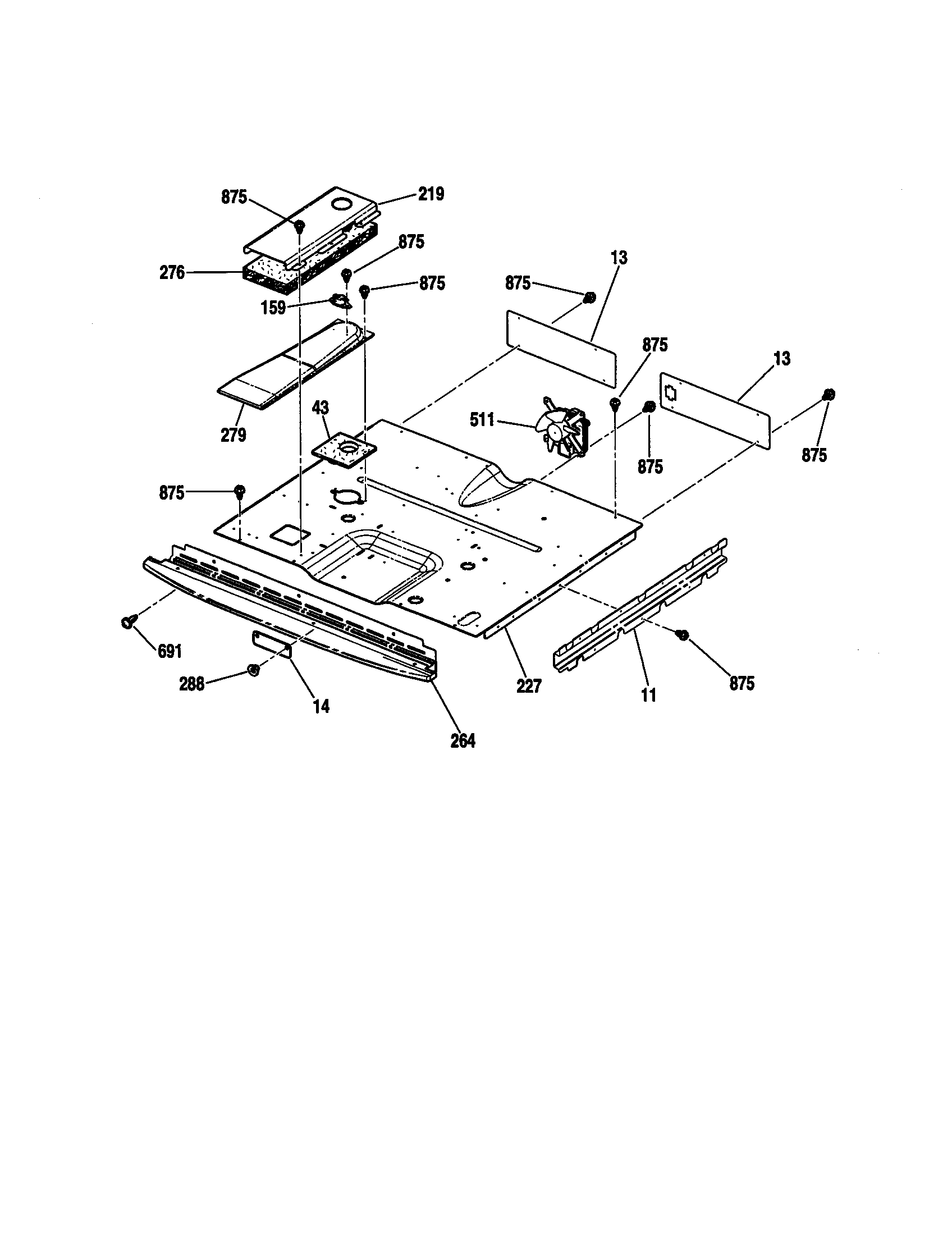 Kenmore 91147629100 center spacer section diagram