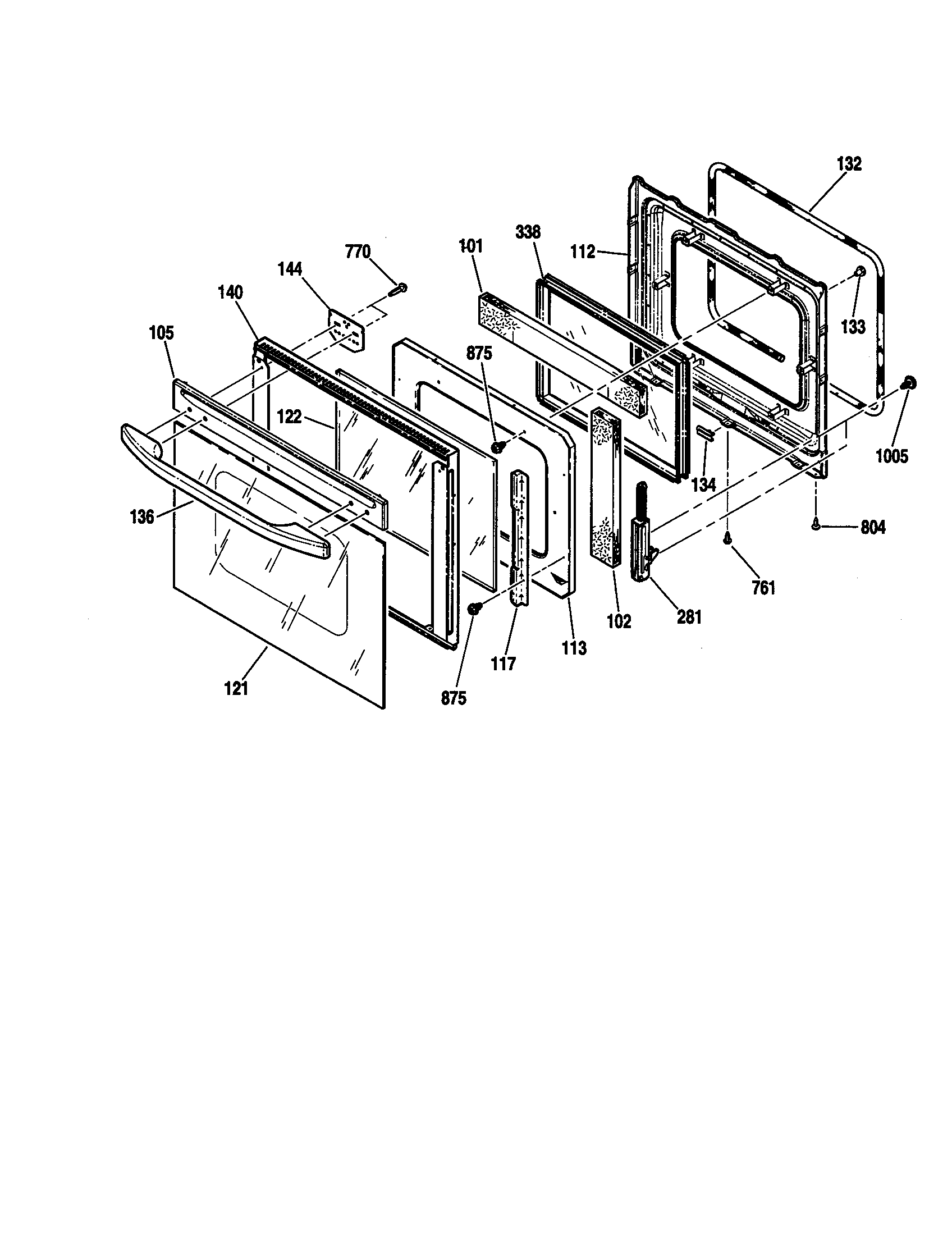 Kenmore 91147629100 upper door section diagram