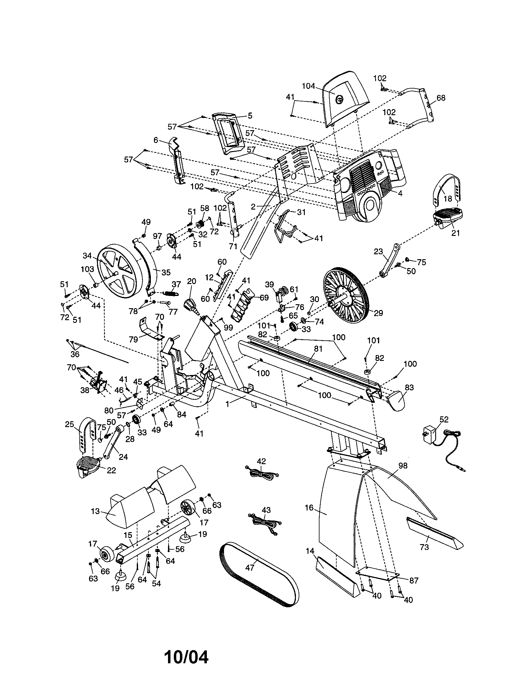 Proform DRC59041 frame/console/stabilizer diagram