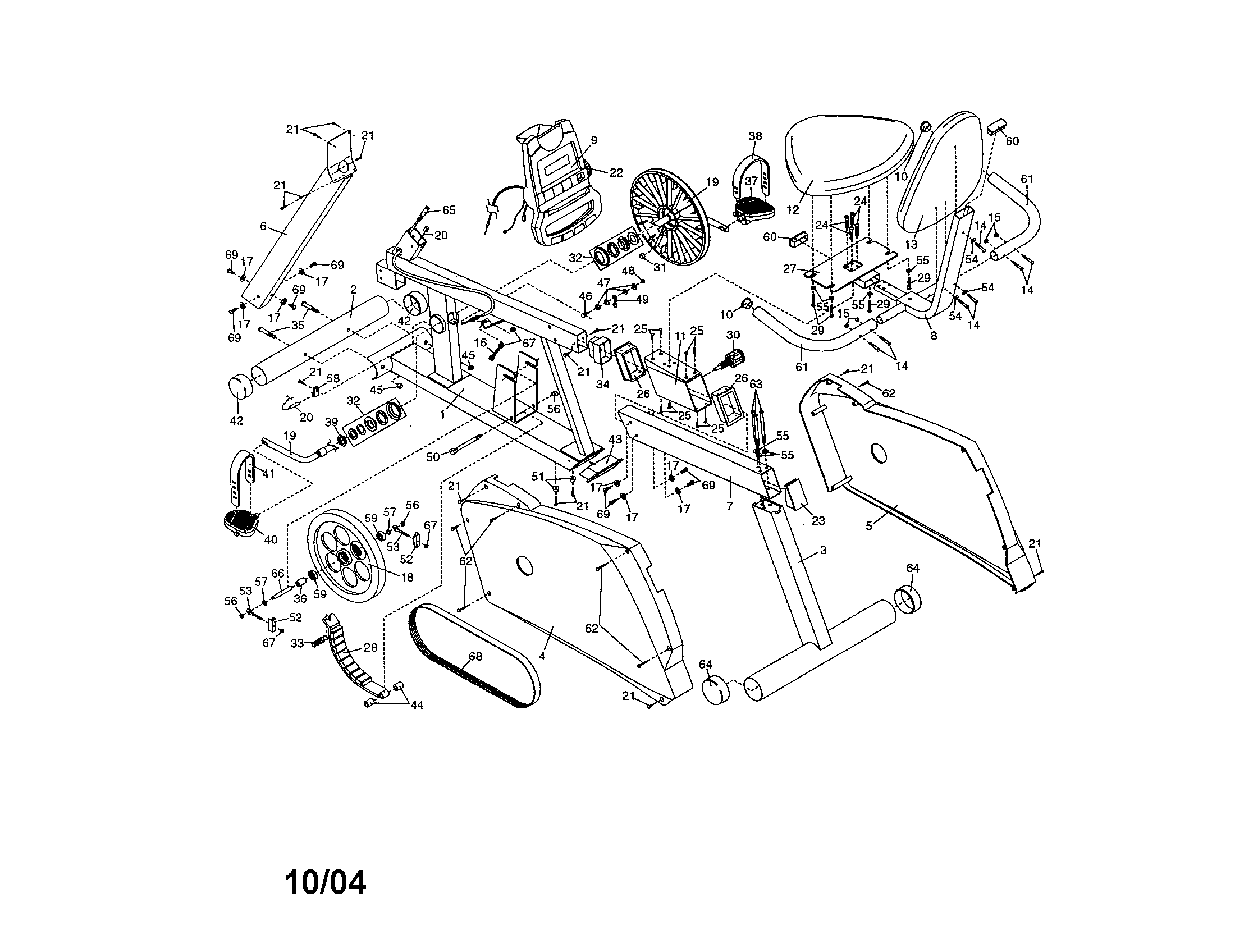 Weslo WLEX19940 frame/sideshield/console diagram