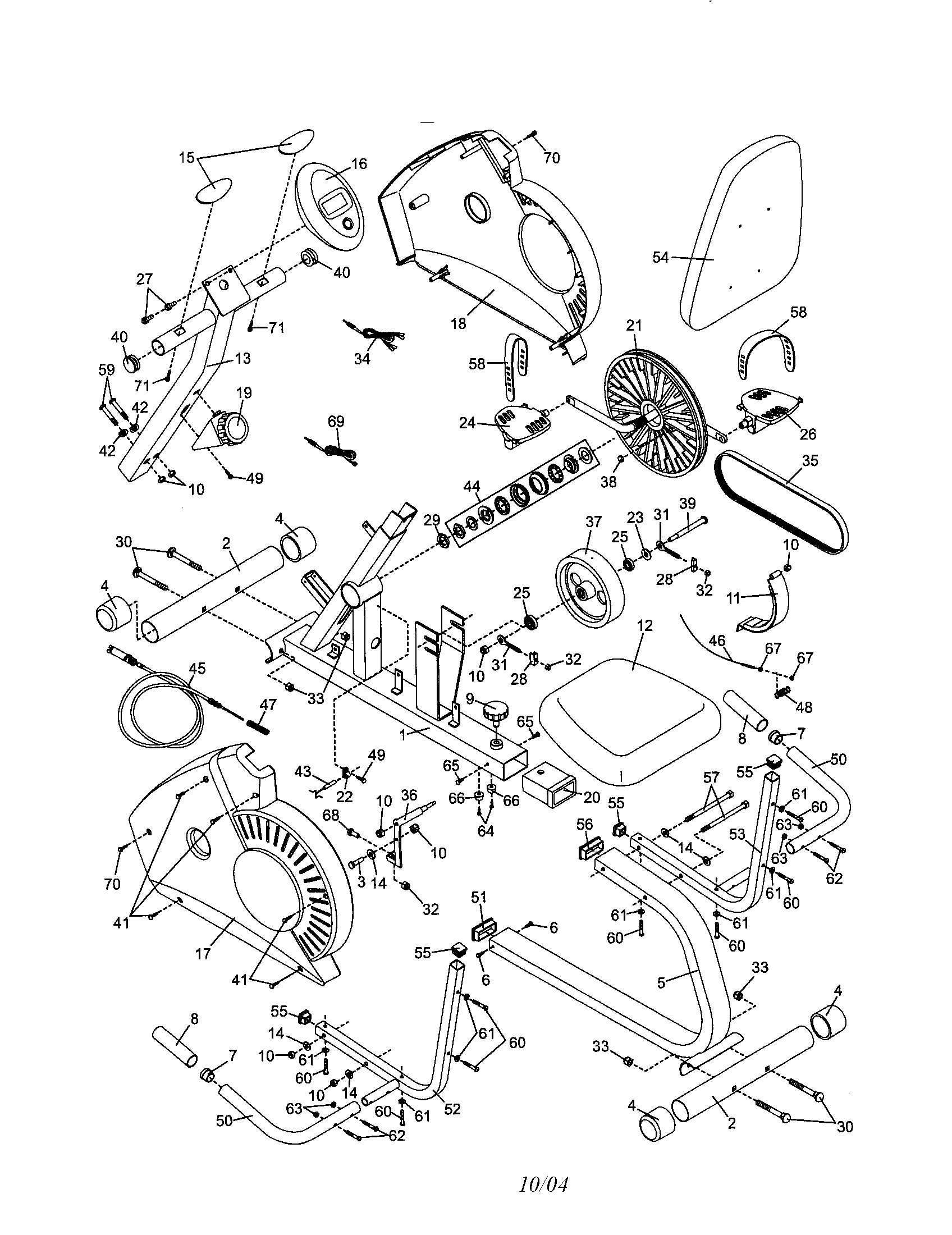 Weslo WLEX13040 console/seat/frame/sideshield diagram