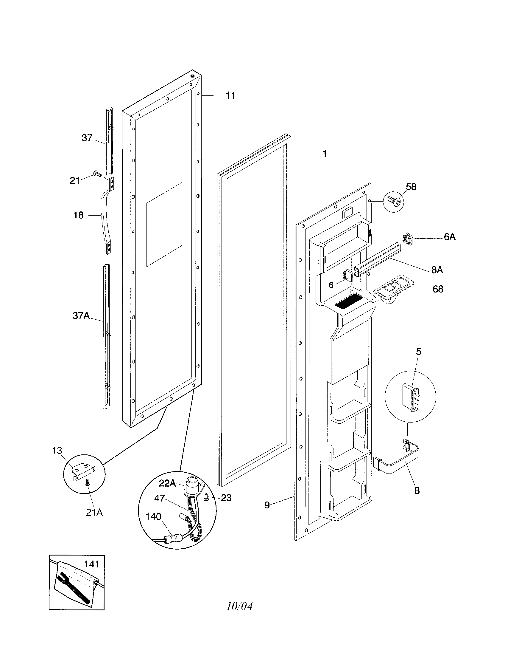 Frigidaire FRS20ZRGB4 freezer door diagram