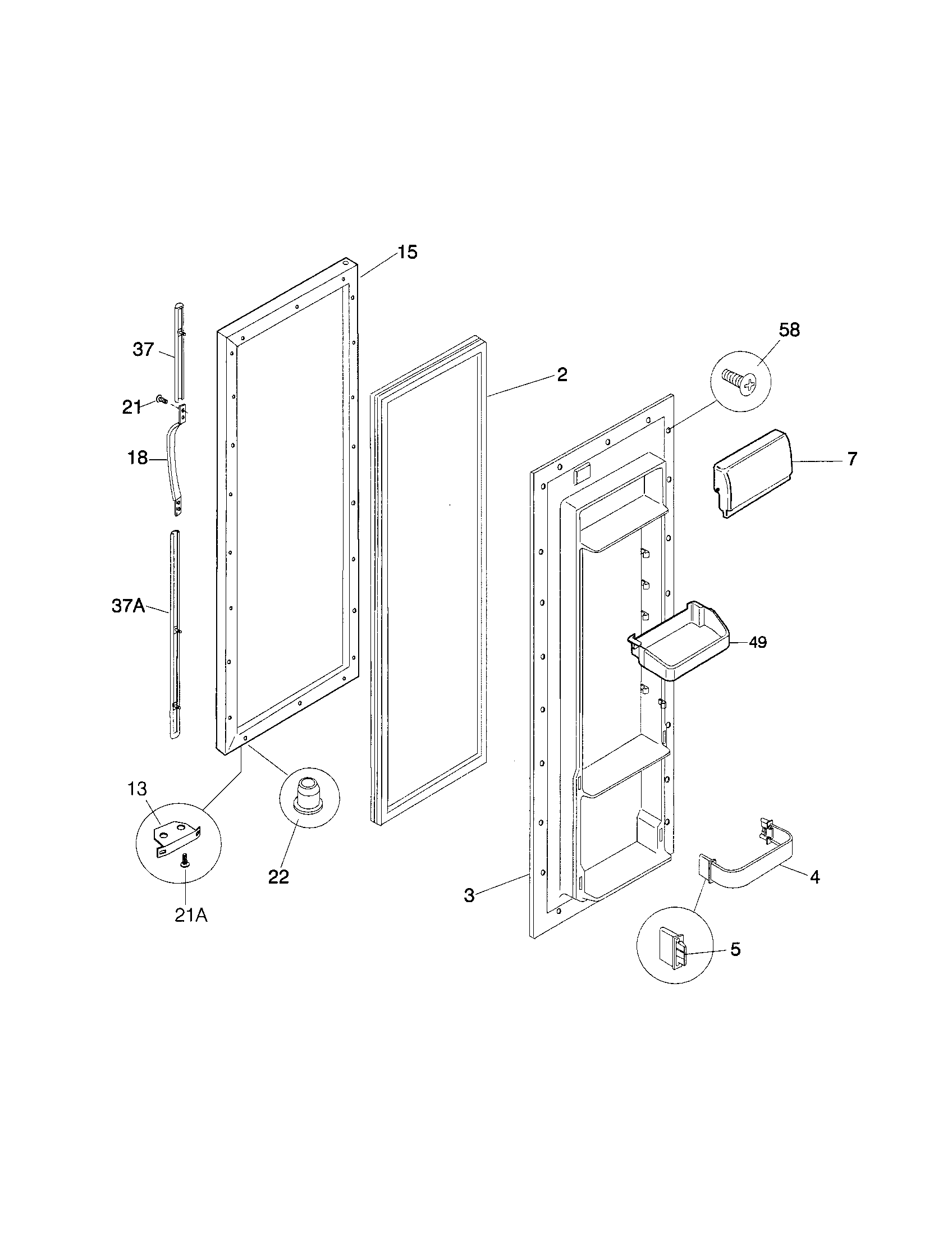 Frigidaire FRS20ZRGB4 refrigerator door diagram