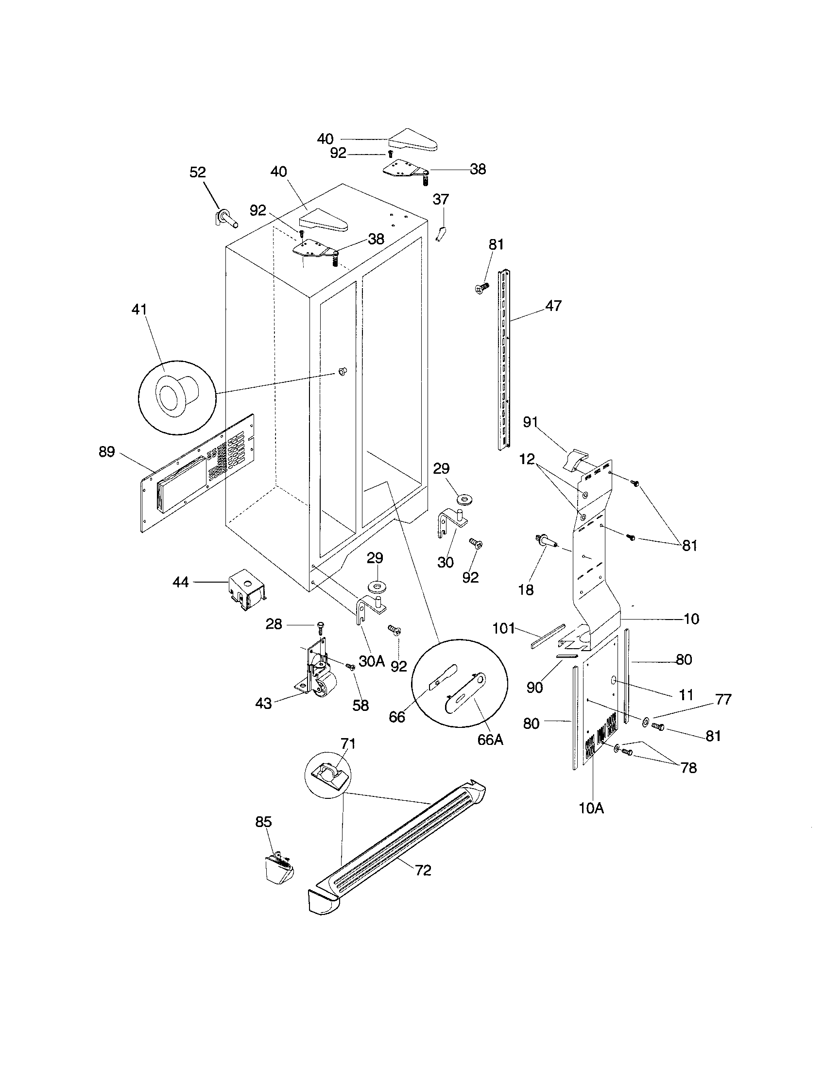 Frigidaire FRS20ZRGB4 cabinet diagram