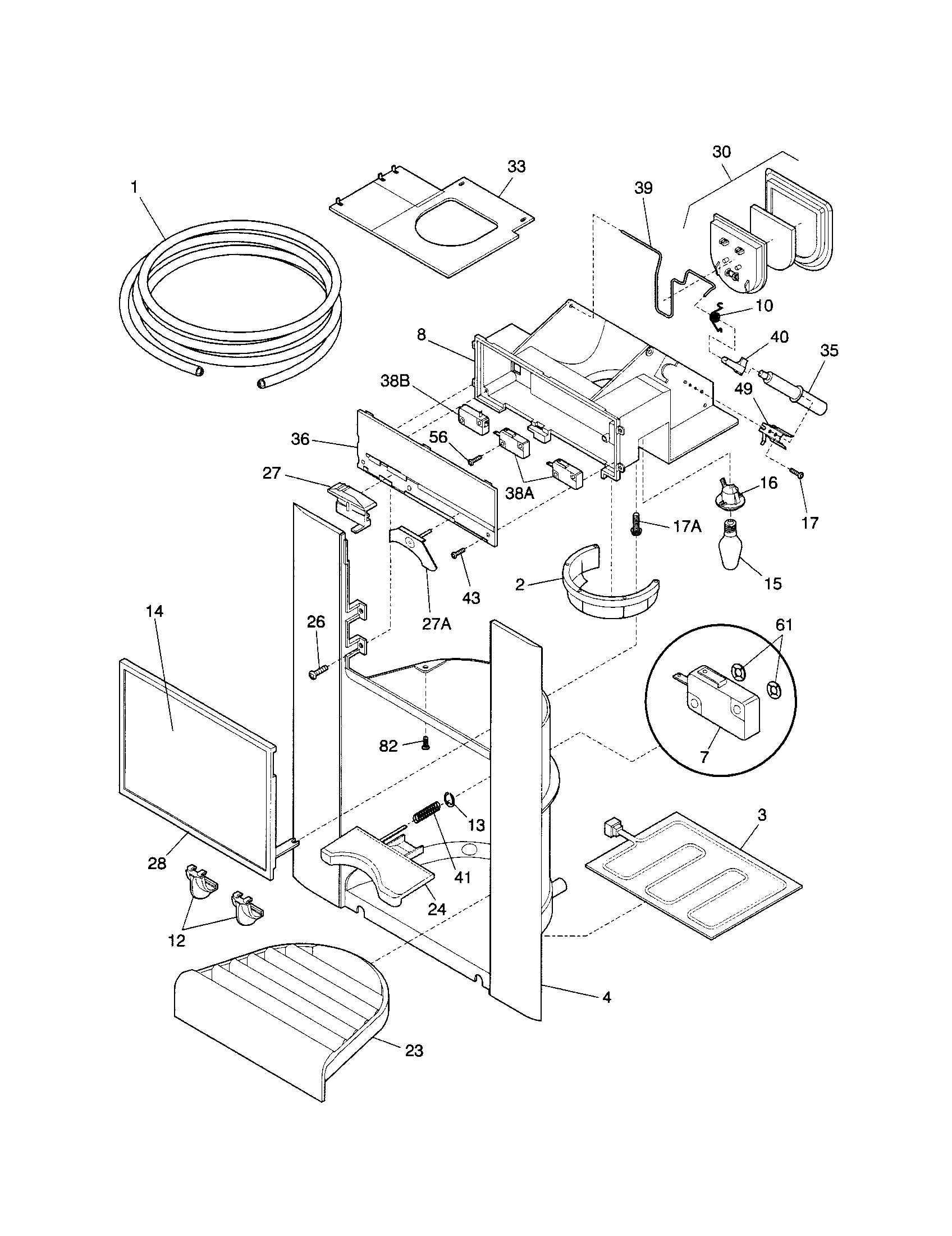 Frigidaire FRS20ZRGB4 dispenser diagram