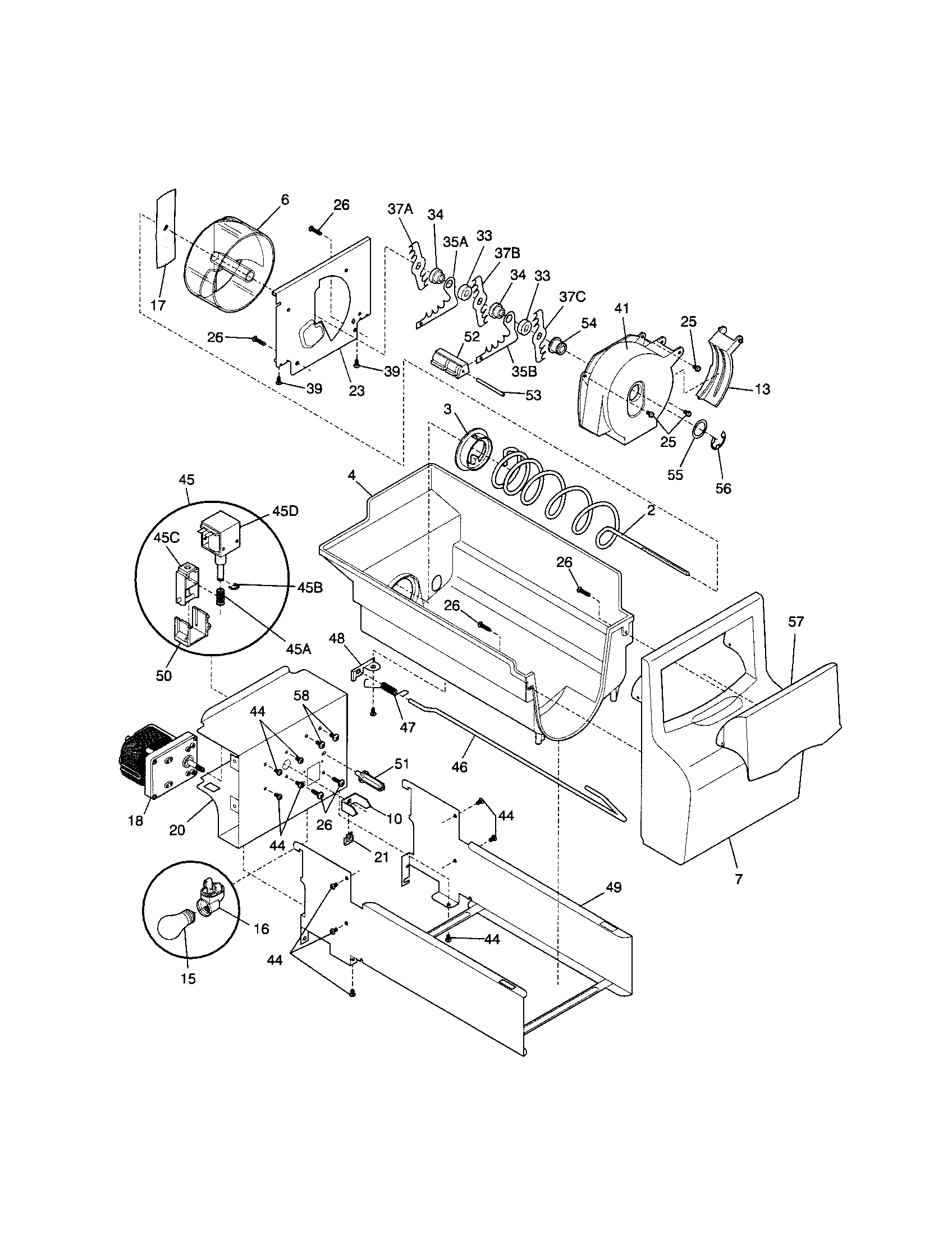 Frigidaire FRS20ZRGB4 ice container diagram