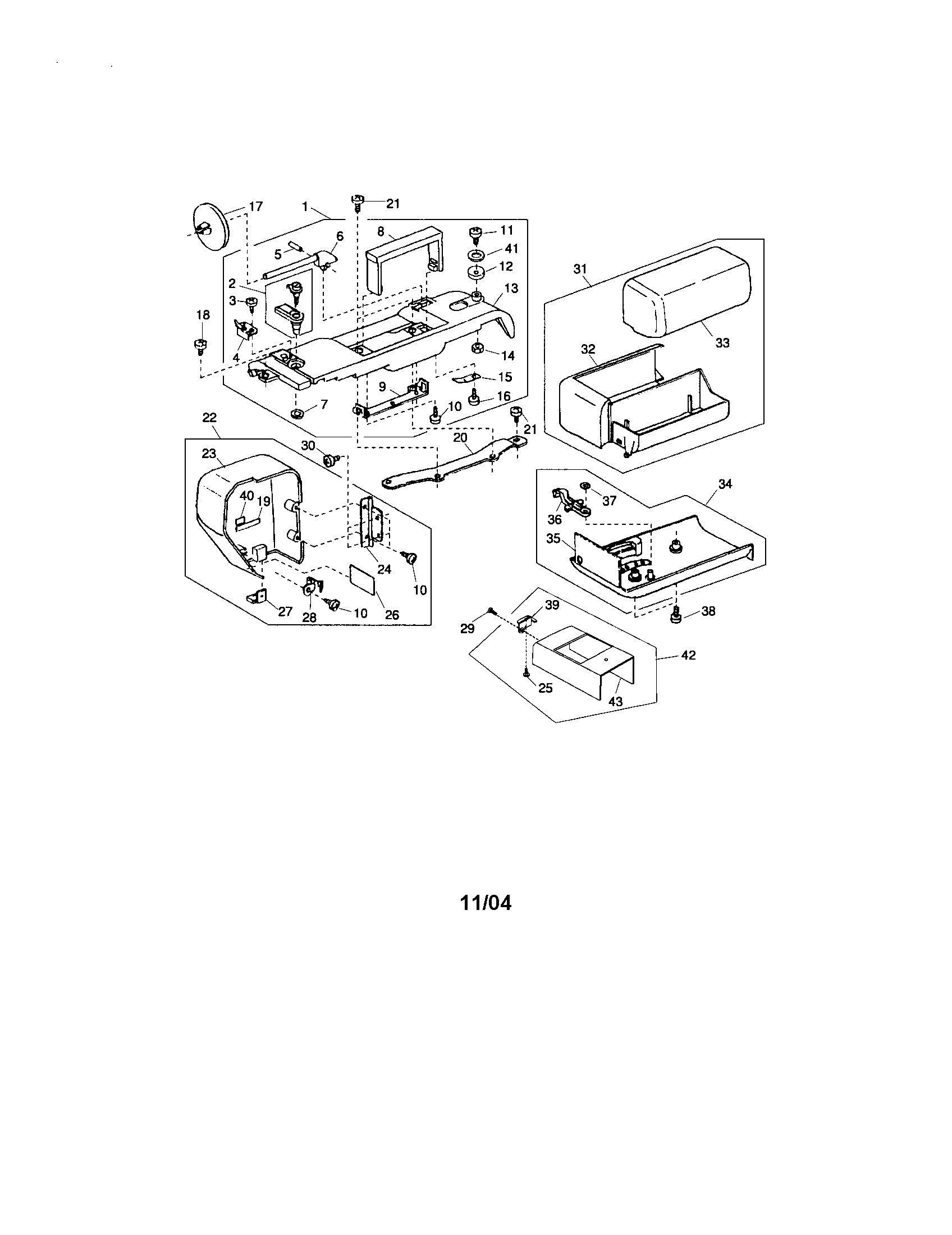 Kenmore 38519233400 top cover/handle/extention table diagram