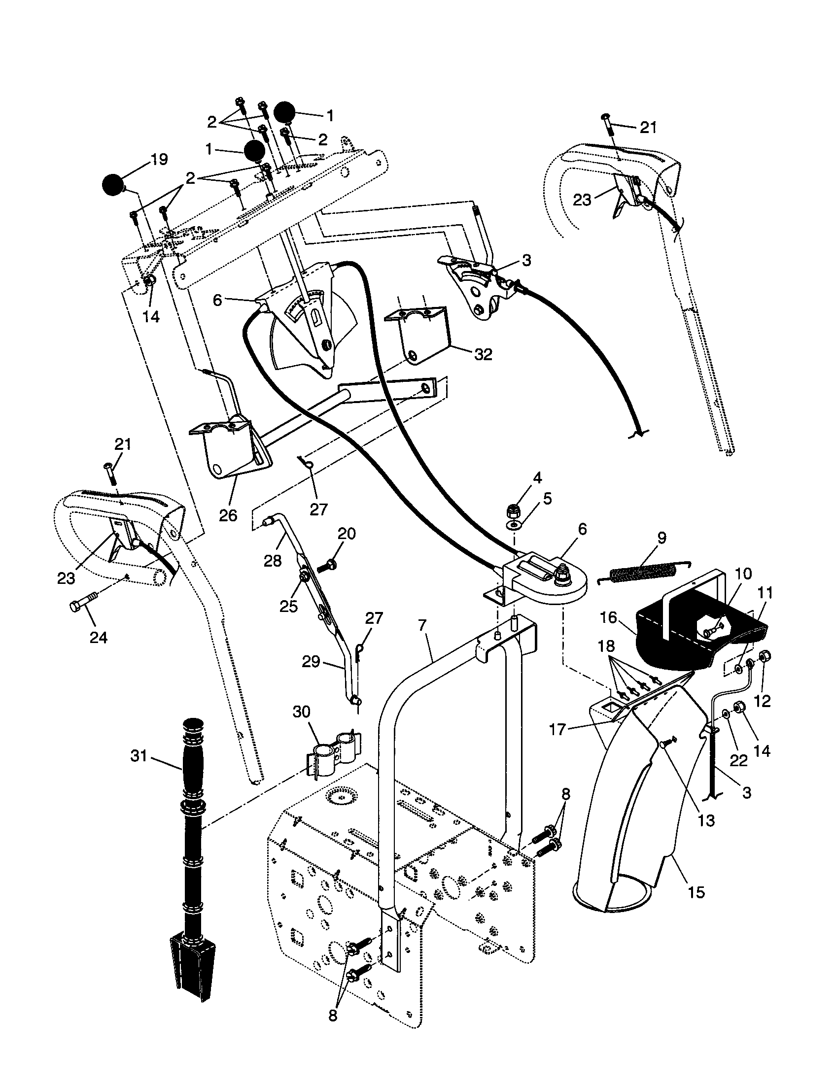 Craftsman 917880020 control panel/discharge chute diagram