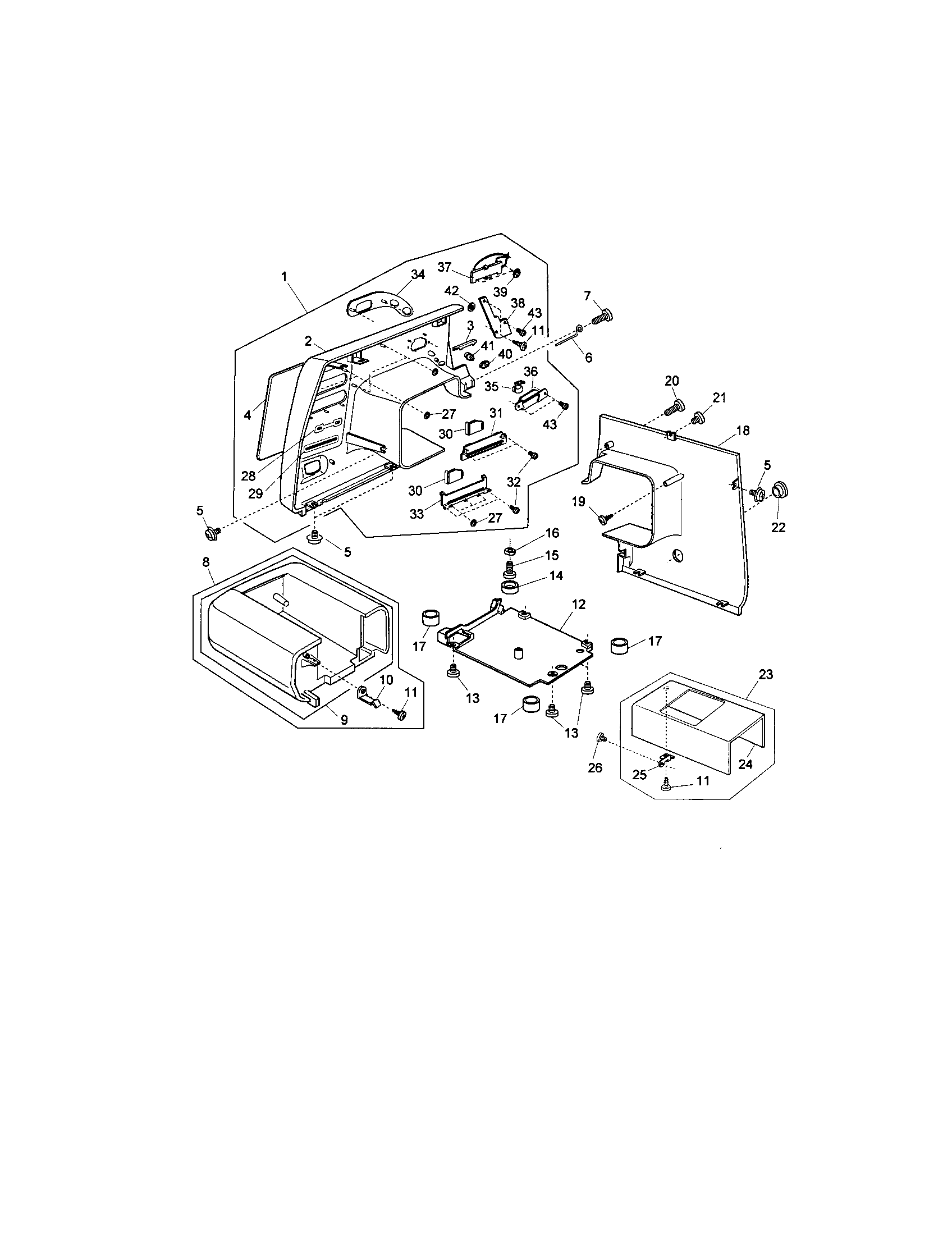 Kenmore 38516231400 front cover unit/base lid diagram