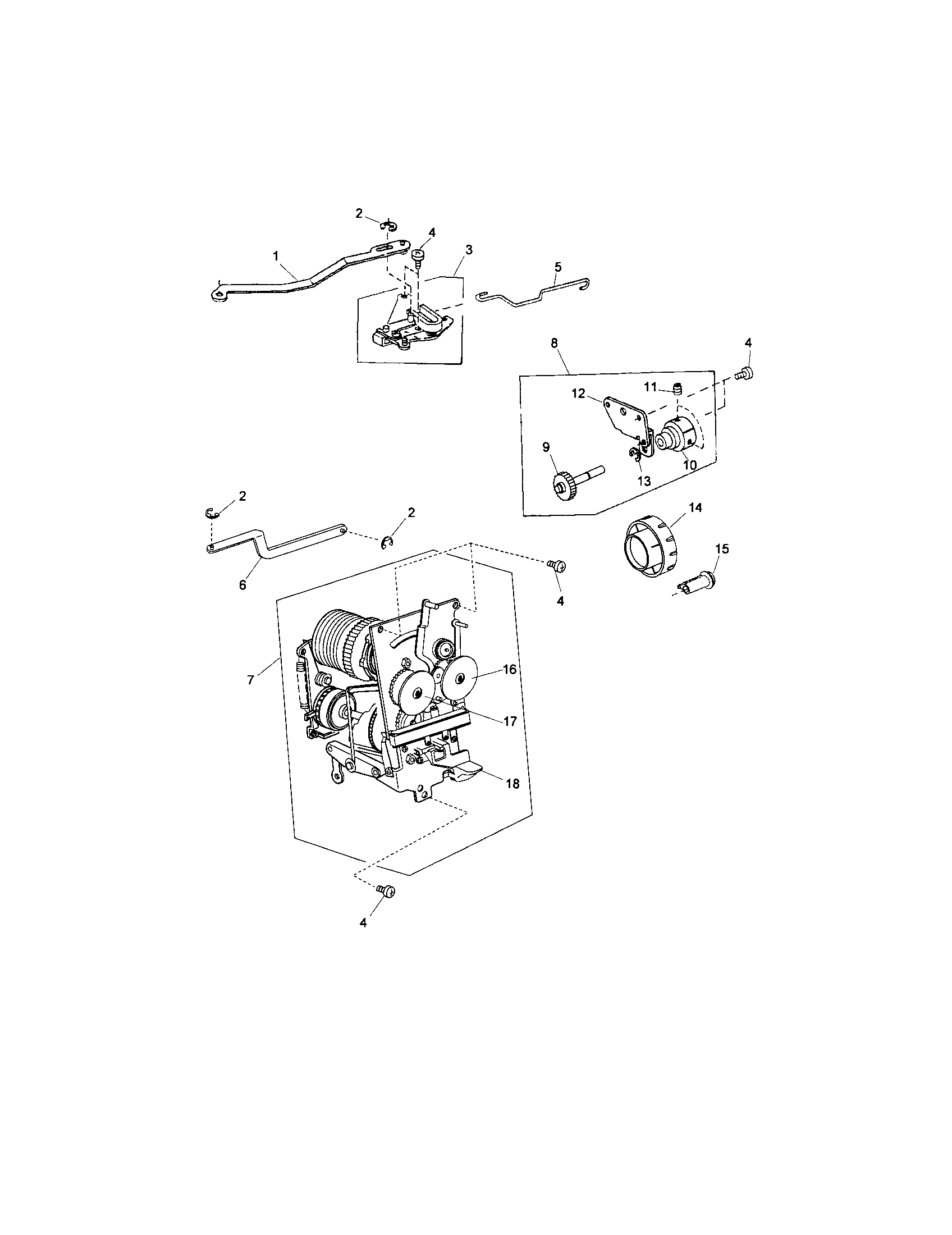 Kenmore 38516231400 zigzag rod front/cam block unit diagram