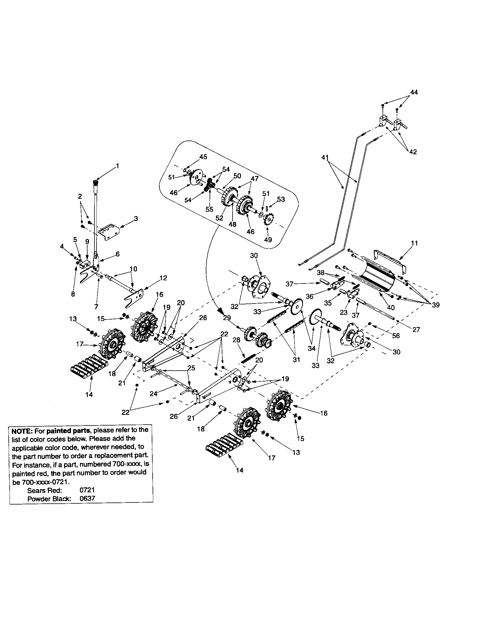 MTD 31AE7H8G799 grip/axle/chain/track drive diagram