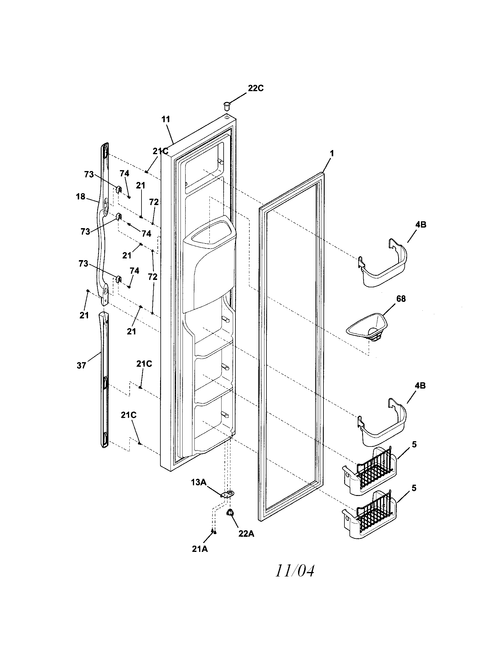 Frigidaire FLSC238DB1 freezer door diagram