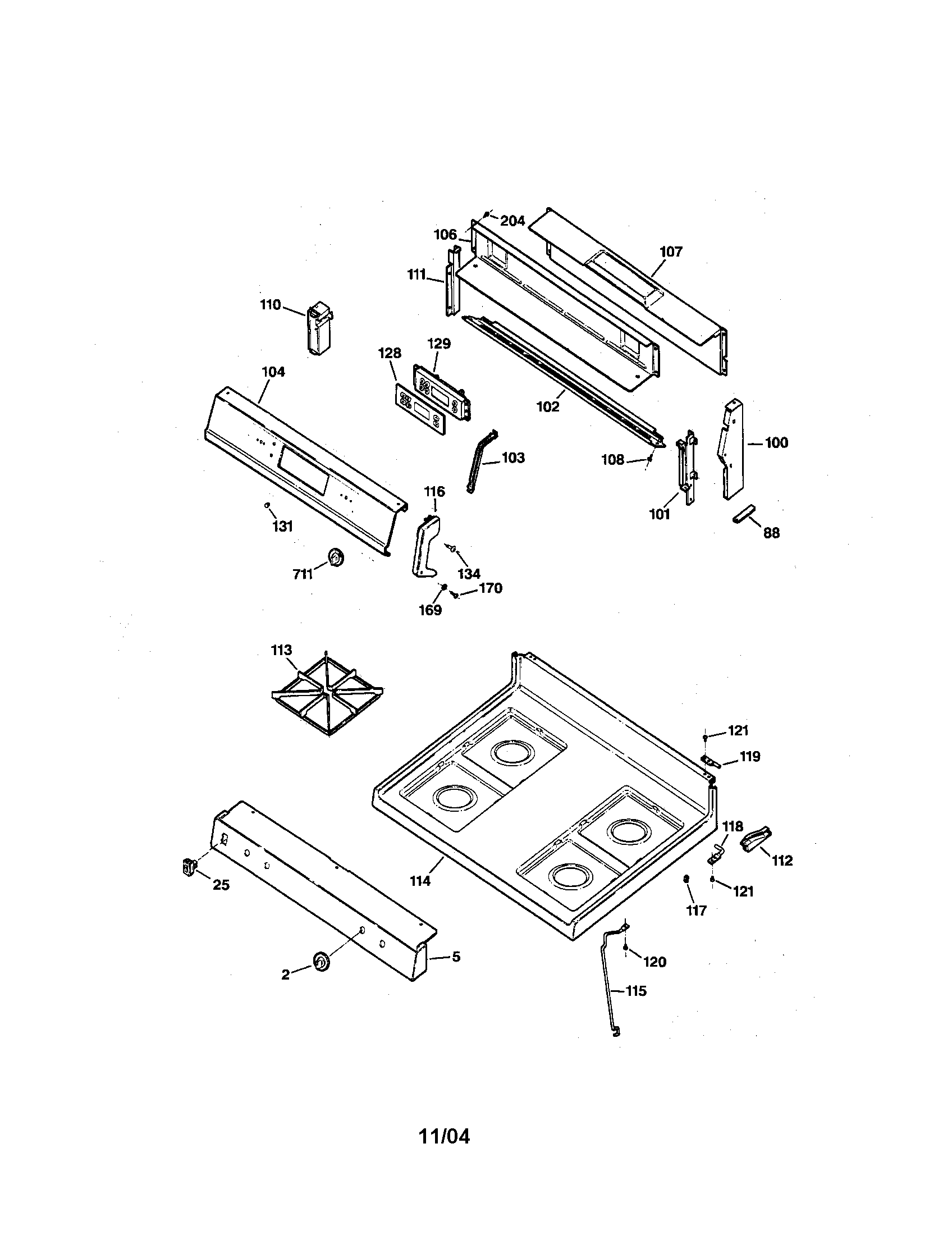 GE JGBP24BEW1AD cooktop assembly diagram