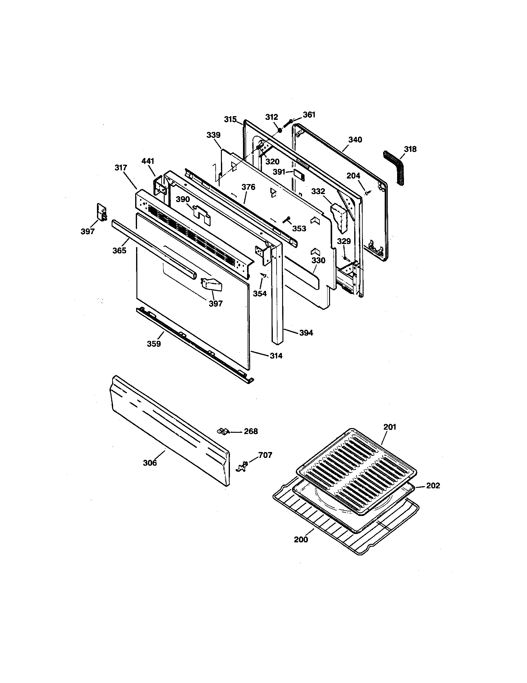 GE JGBP24BEW1AD door assembly diagram