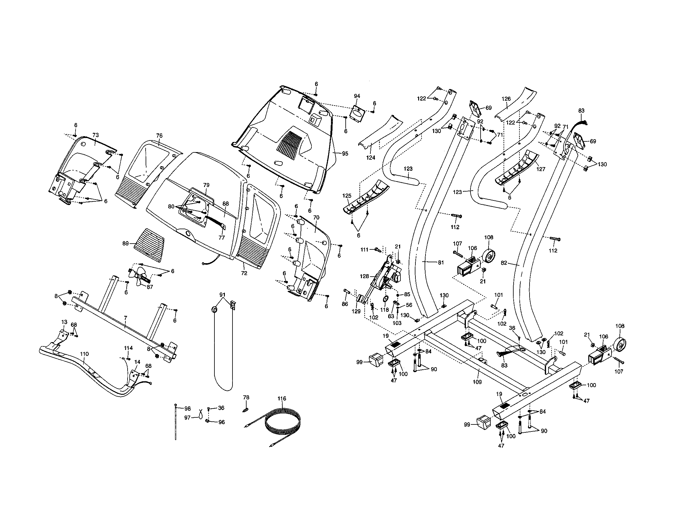 Proform PFTL512040 console/handrails diagram