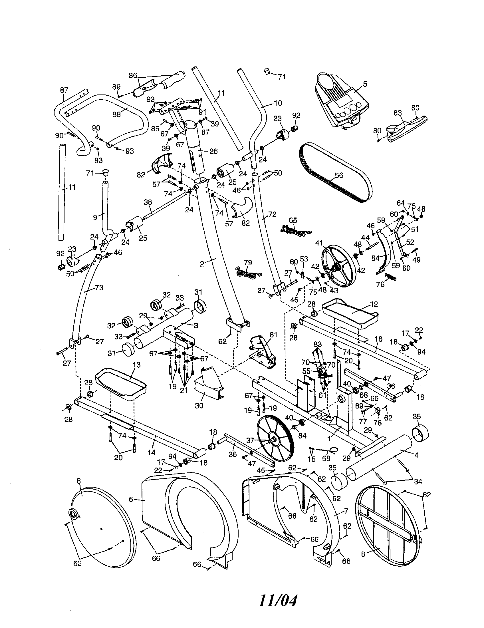Weslo WLEL25040 elliptical diagram