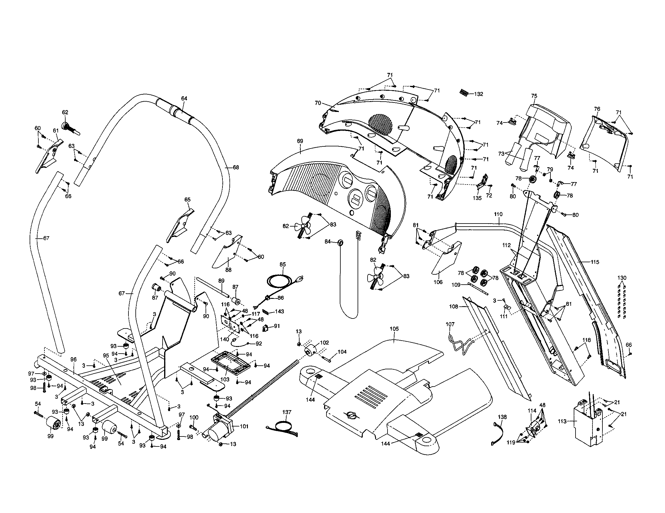 NordicTrack 831295150 console/handrails diagram