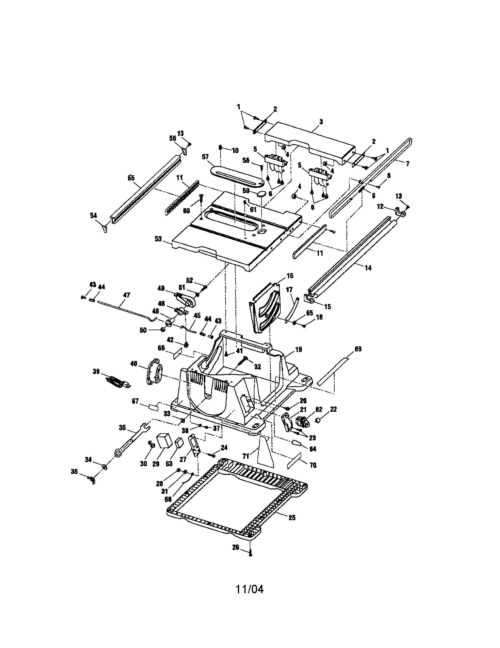 Emerson TS2400LS base/foot base/main table diagram