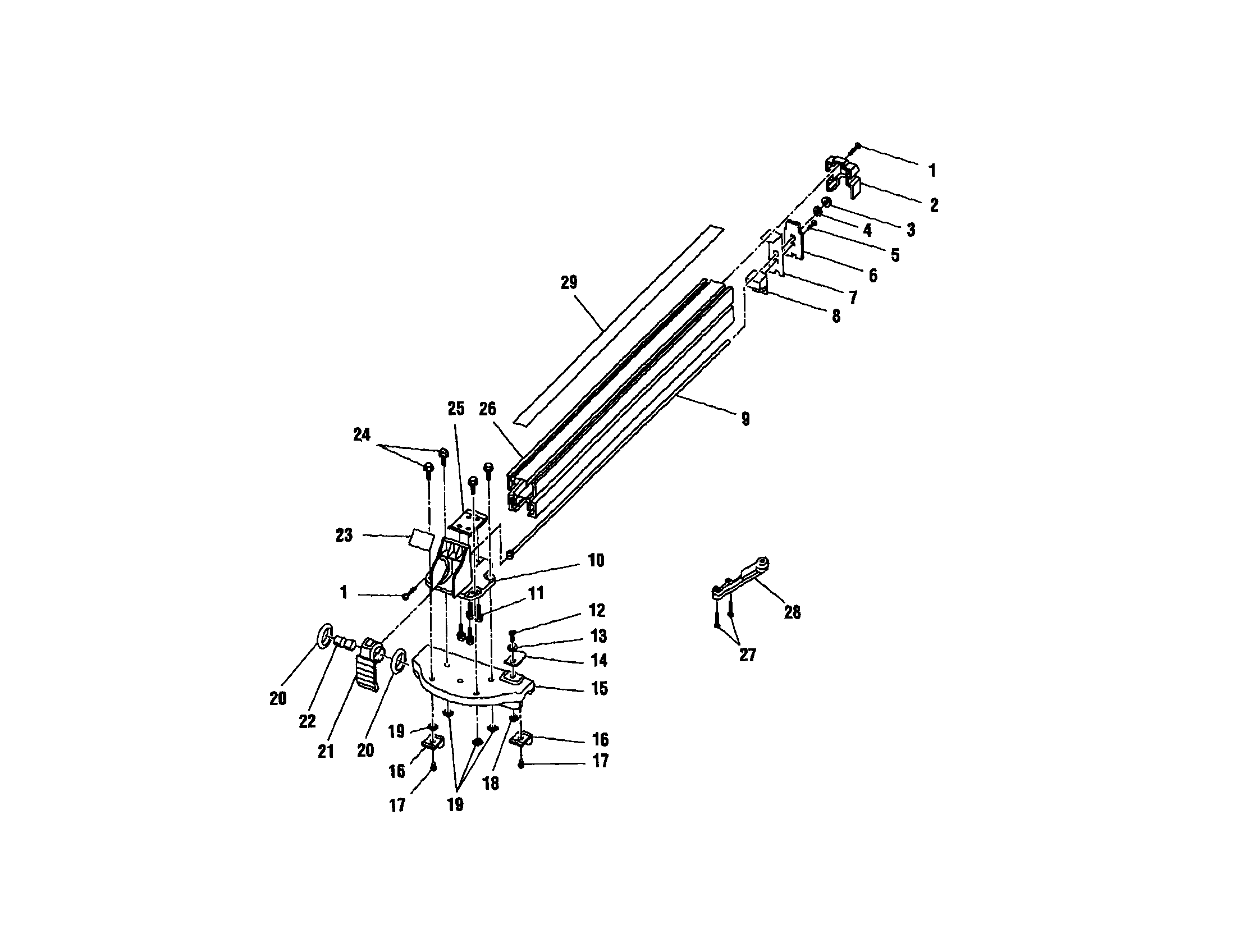 Emerson TS2400LS rip fence assembly diagram