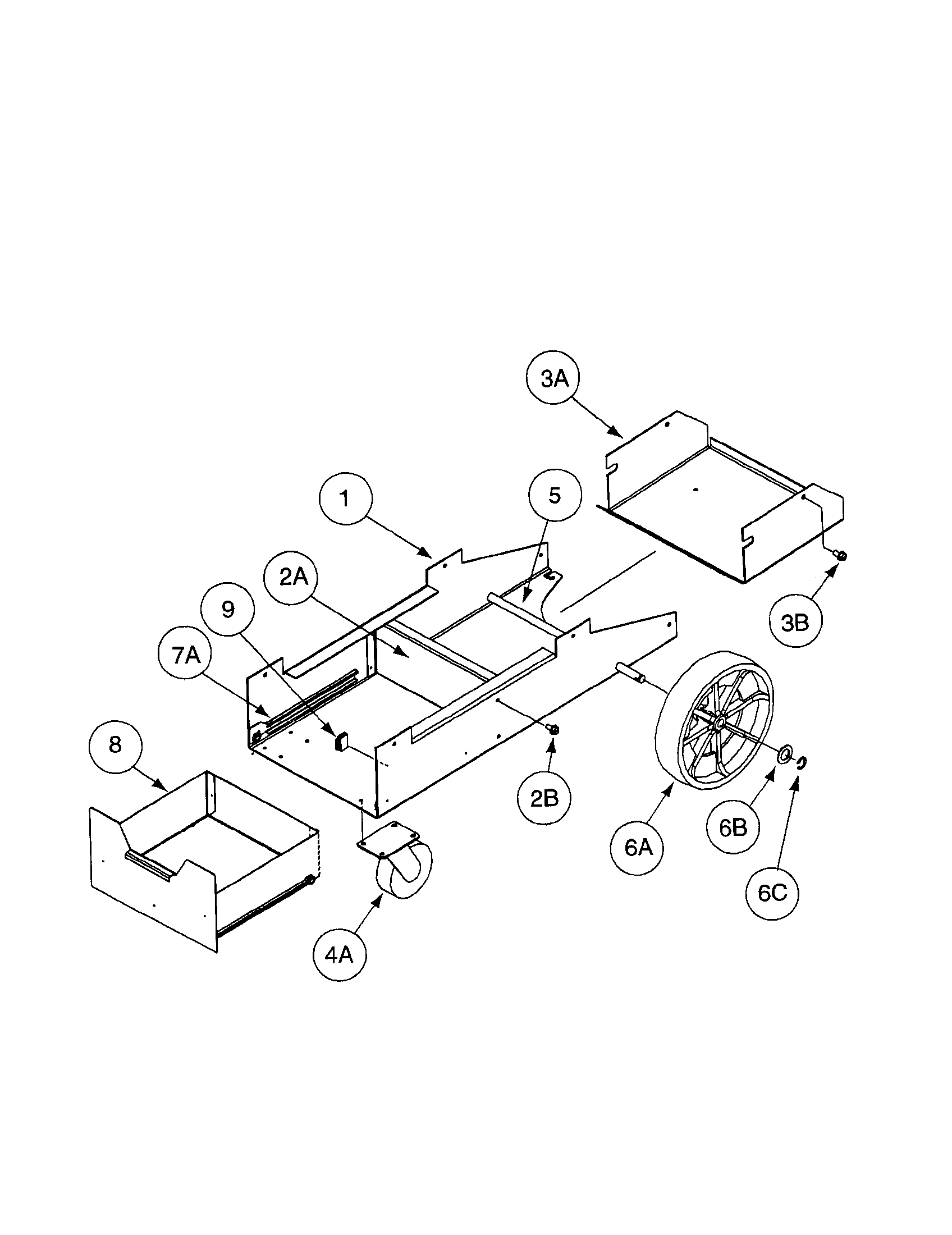 Lincoln PRECISION TIG 185 (11105 TO 11109) cart base assembly diagram