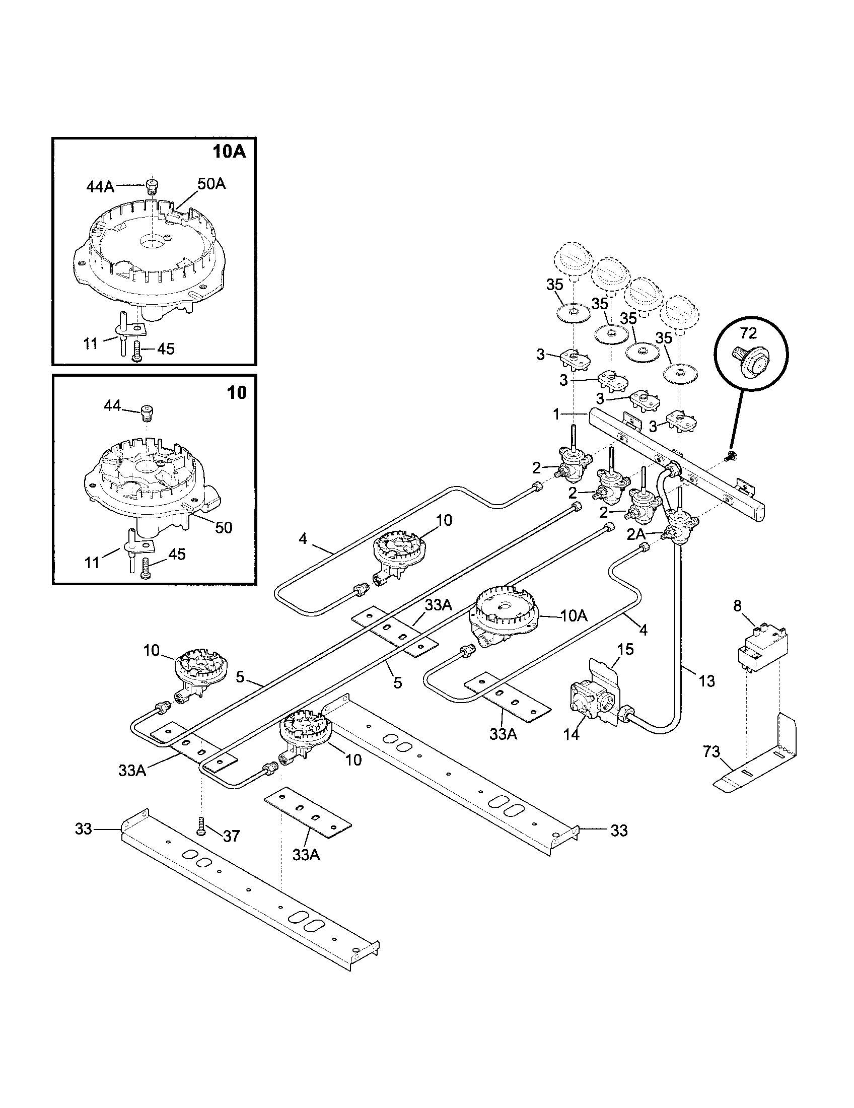 Frigidaire FCS388CEBC burner diagram