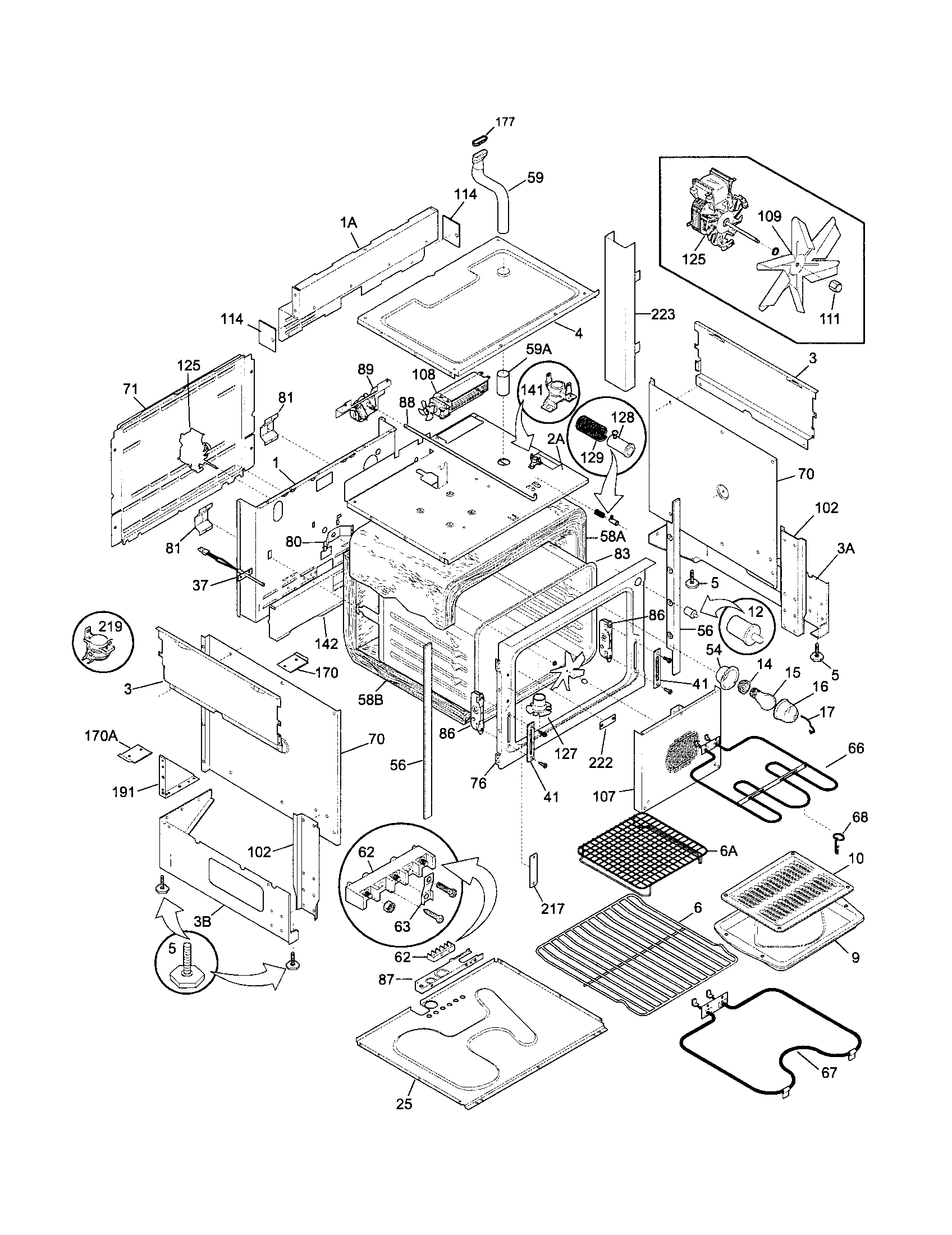 Frigidaire FCS388CEBC body diagram
