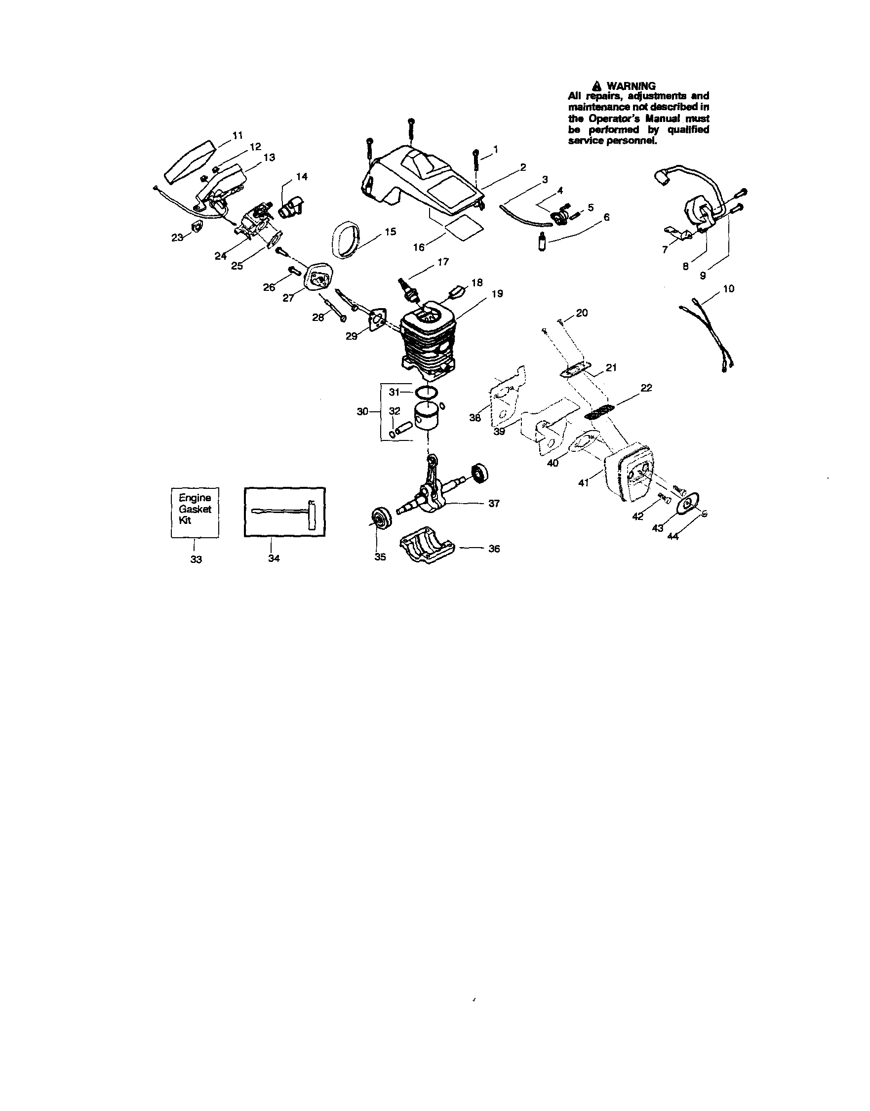 Craftsman 358350802 cylinder/crankcase diagram