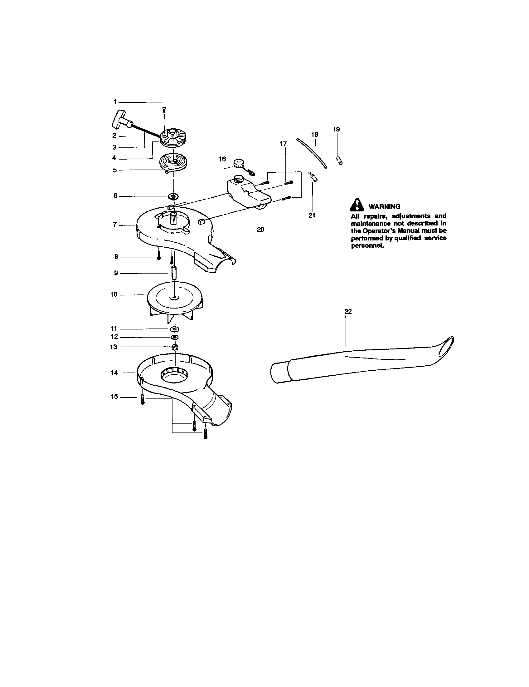 Weed Eater FL1500 TYPE 1-3 starter/impeller/housing diagram