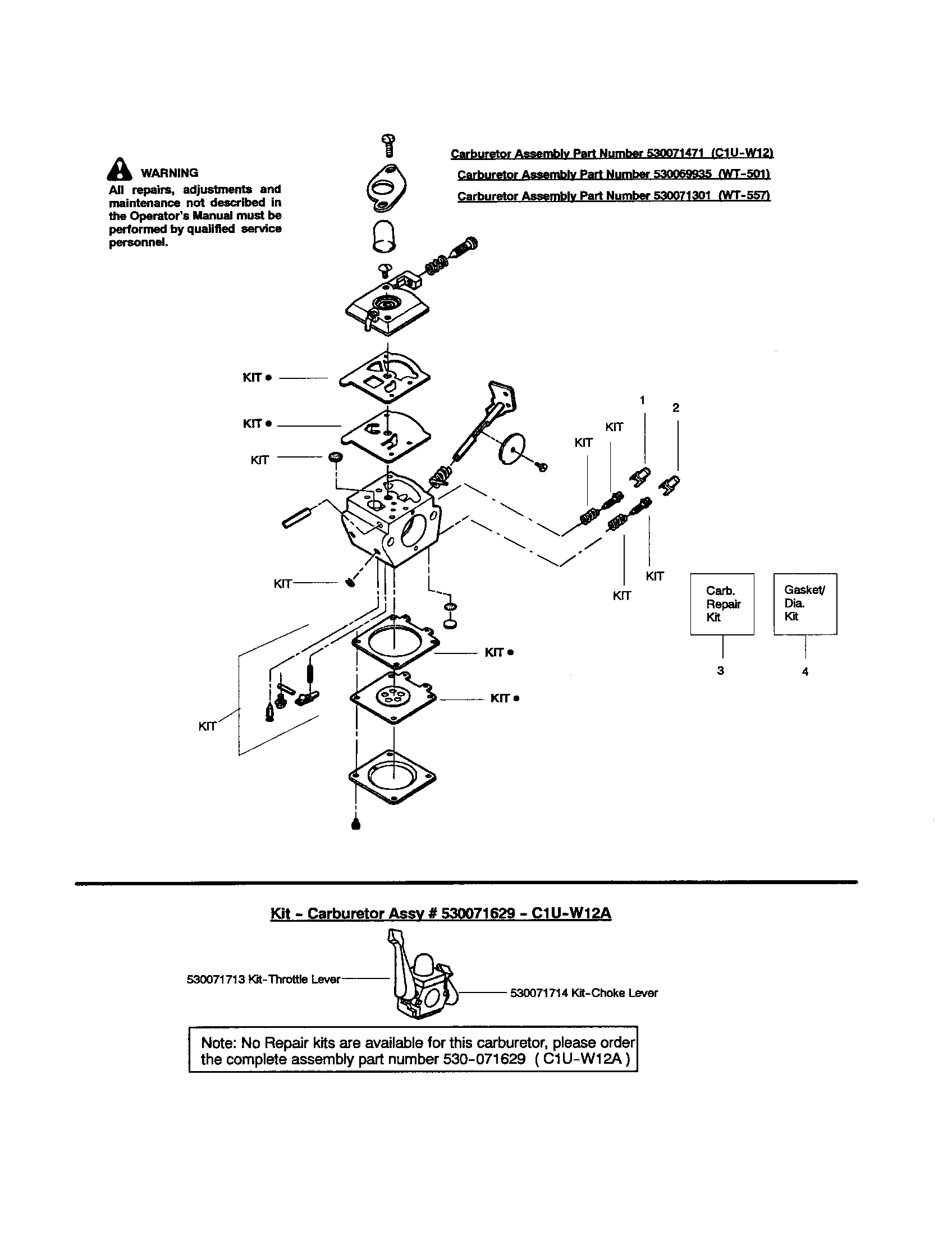 Weed Eater FL1500 TYPE 1-3 carburetor(s) diagram