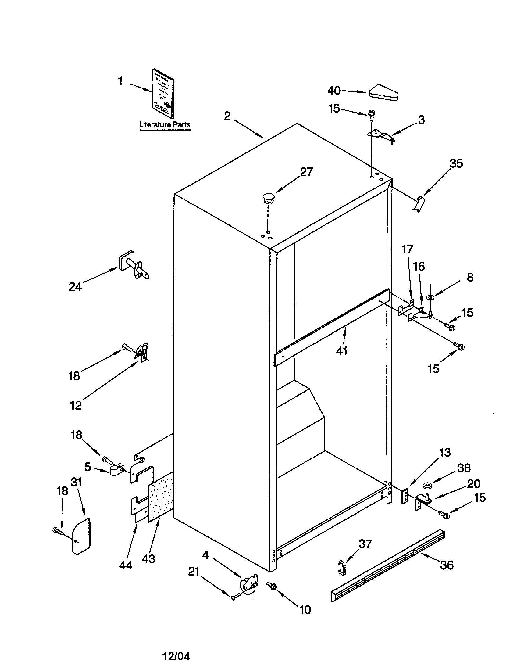 Kenmore 10668205890 cabinet diagram