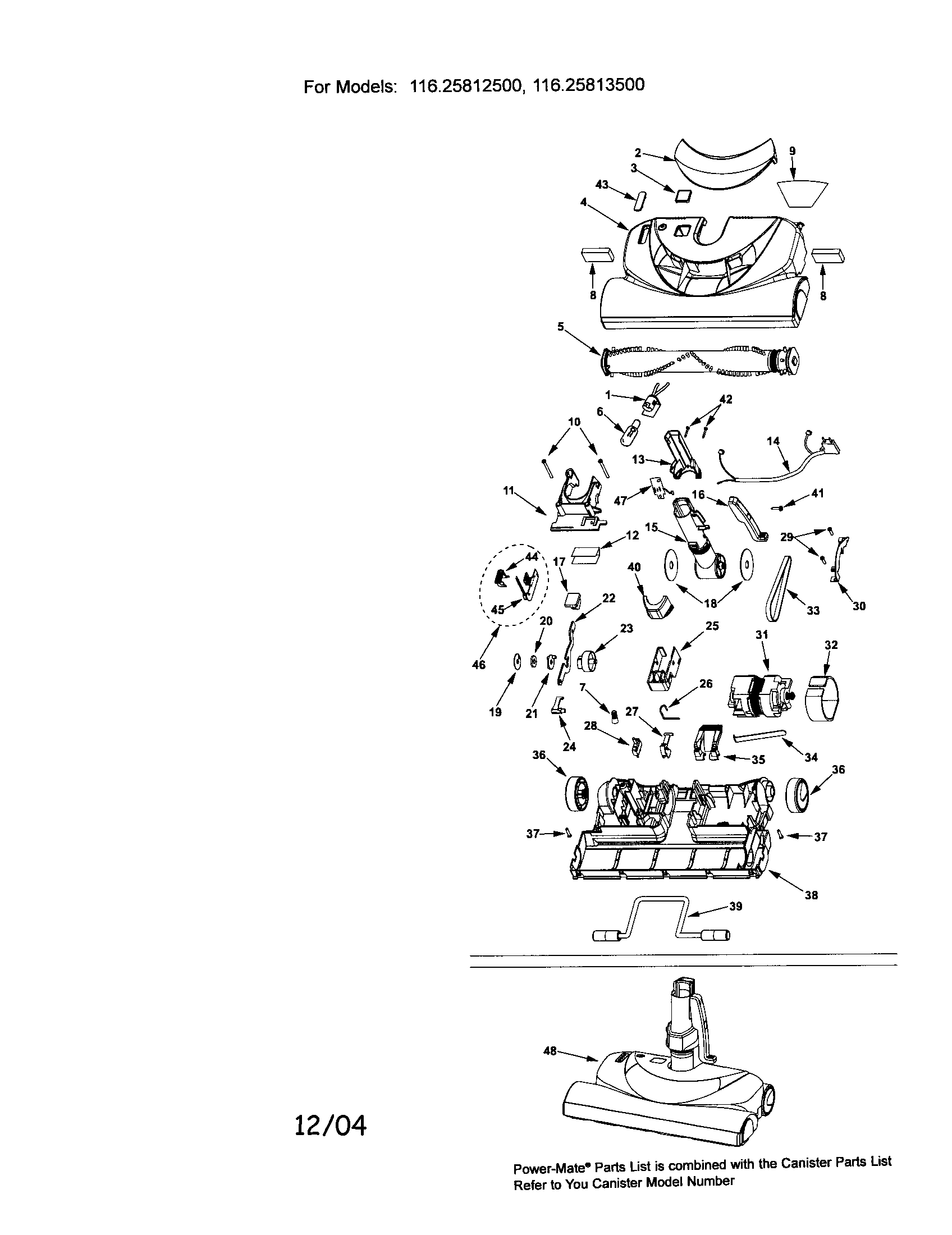 Kenmore 11655813500 power-mate diagram