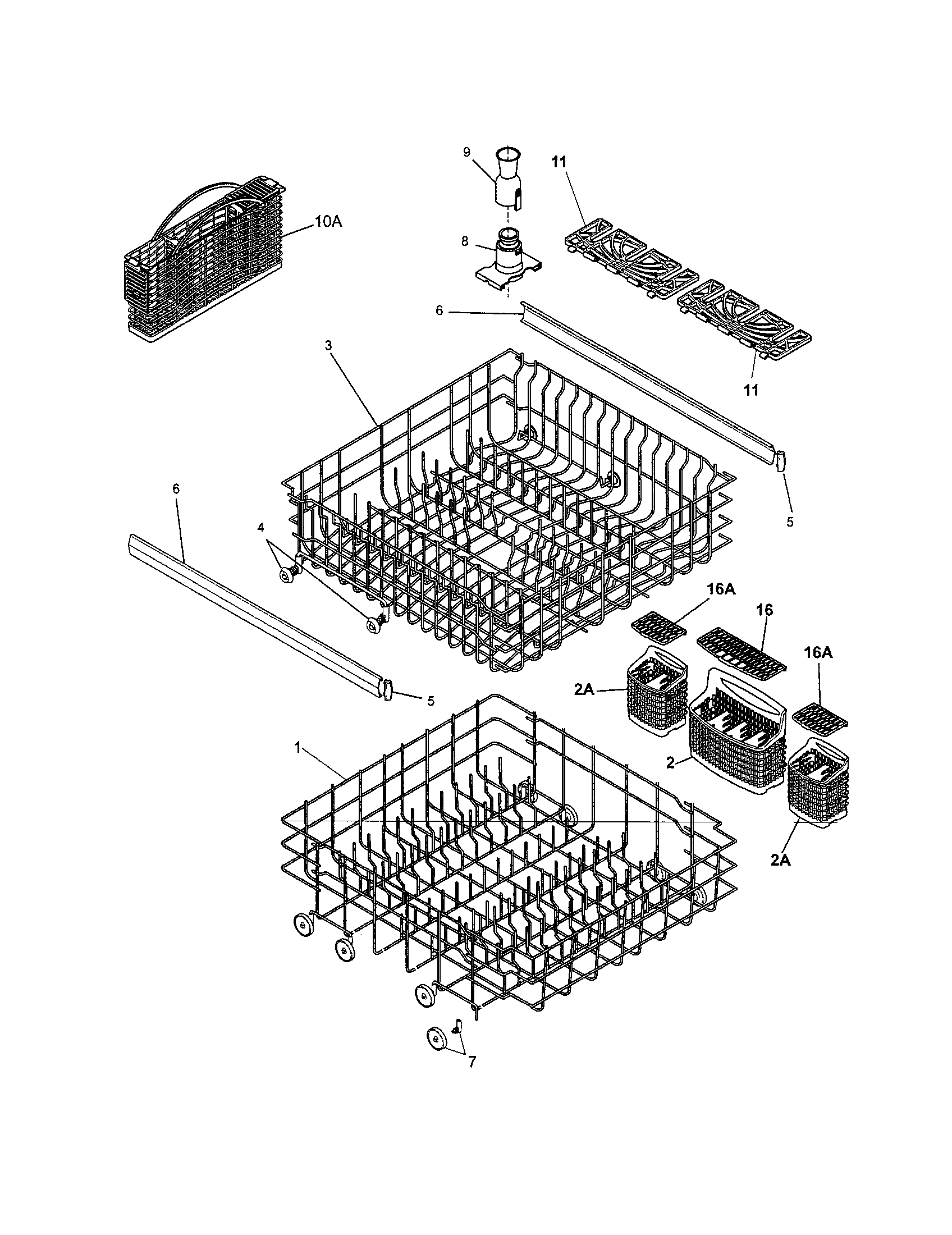 Kenmore 58716169400 racks diagram