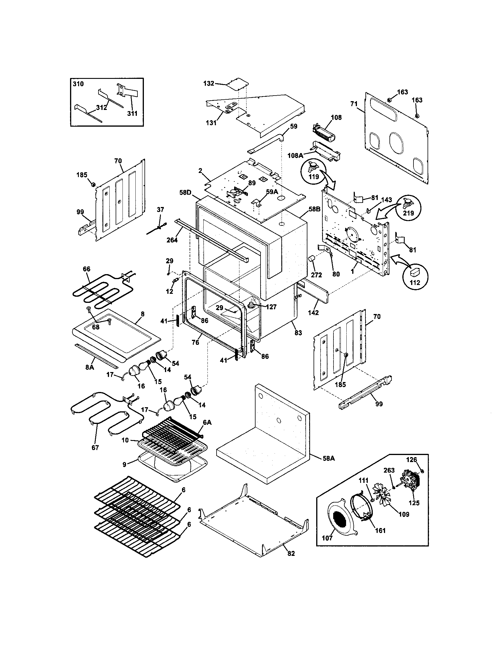 Frigidaire PLEB27T9DCA upper oven diagram