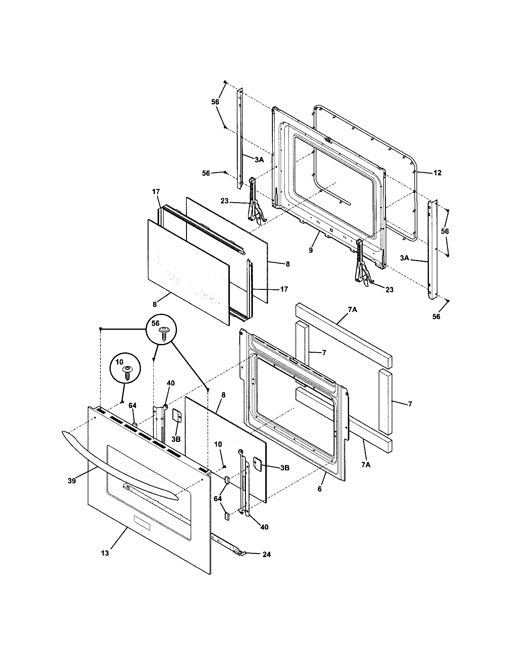 Frigidaire PLEB27T9DCA door diagram