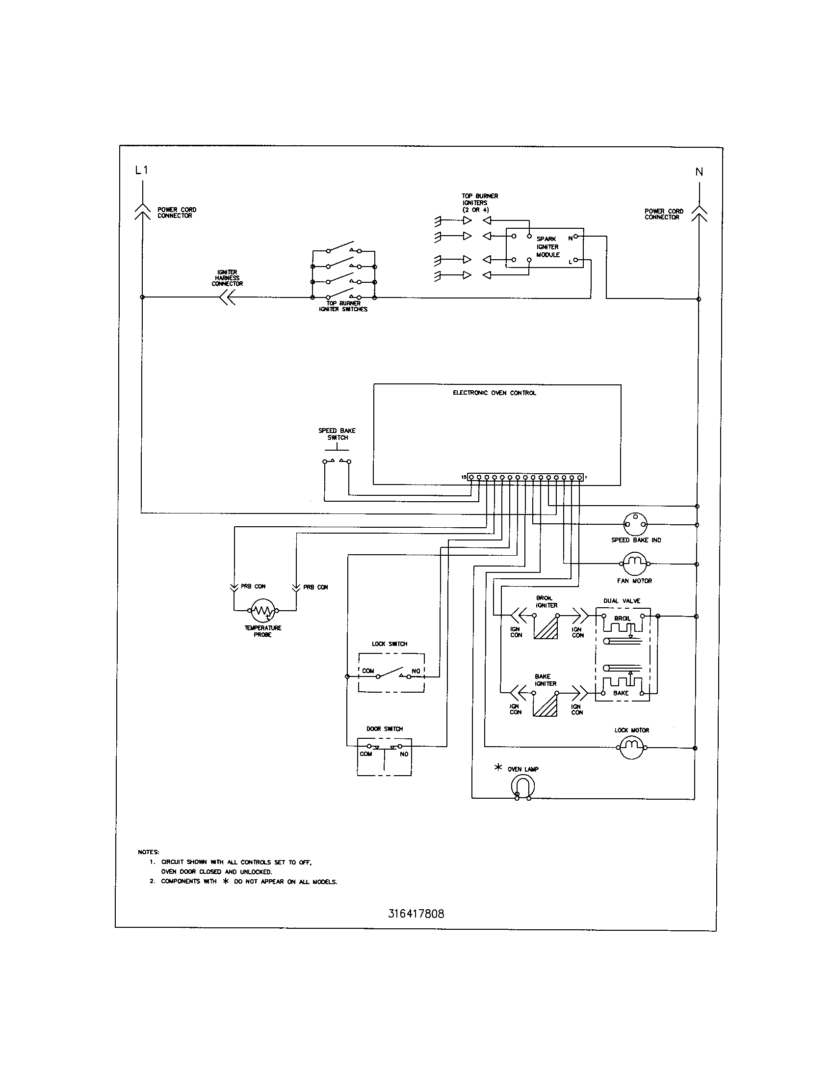 Frigidaire FGFB86DCB wiring schematic diagram