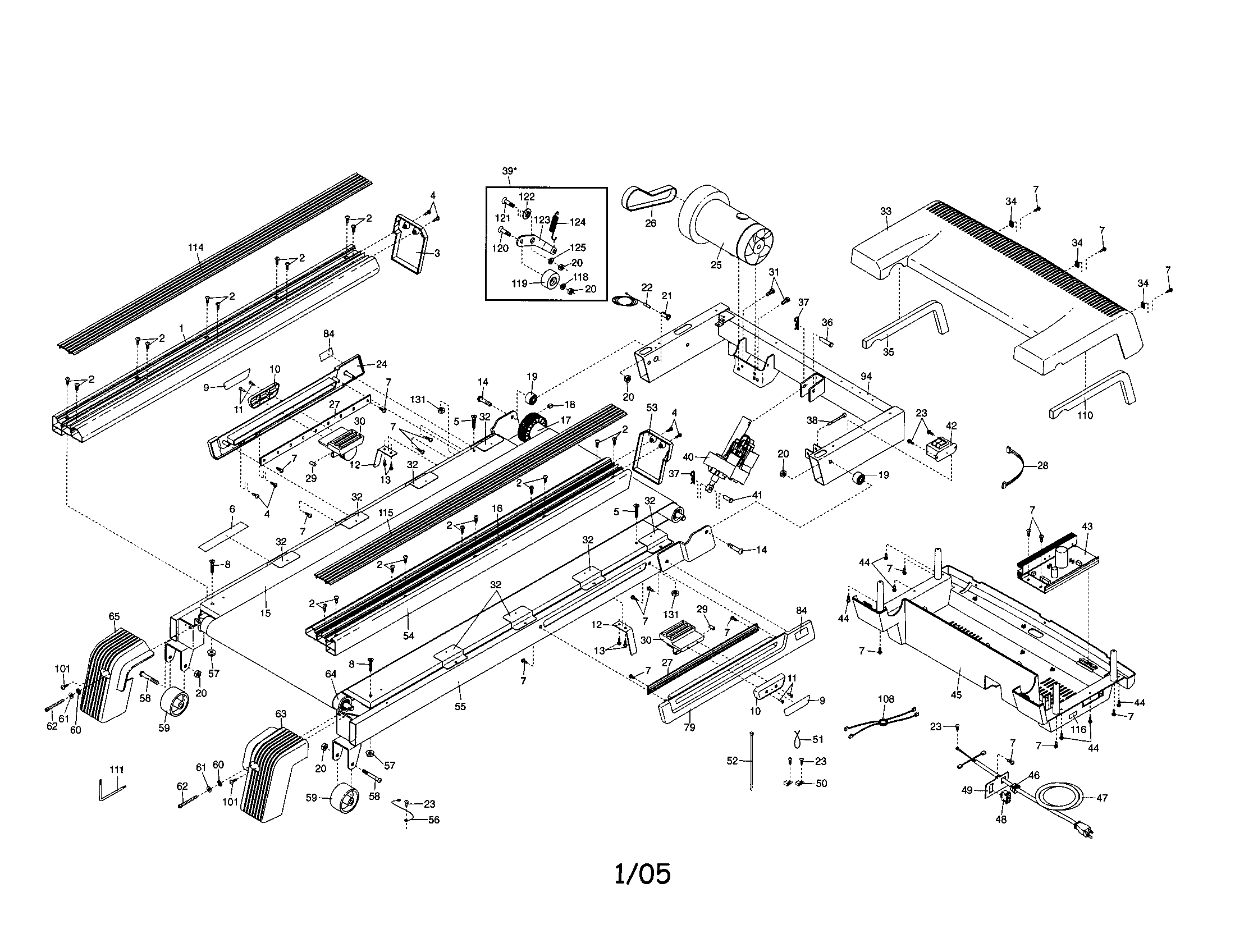 NordicTrack NTL12950 walking belt and motor diagram