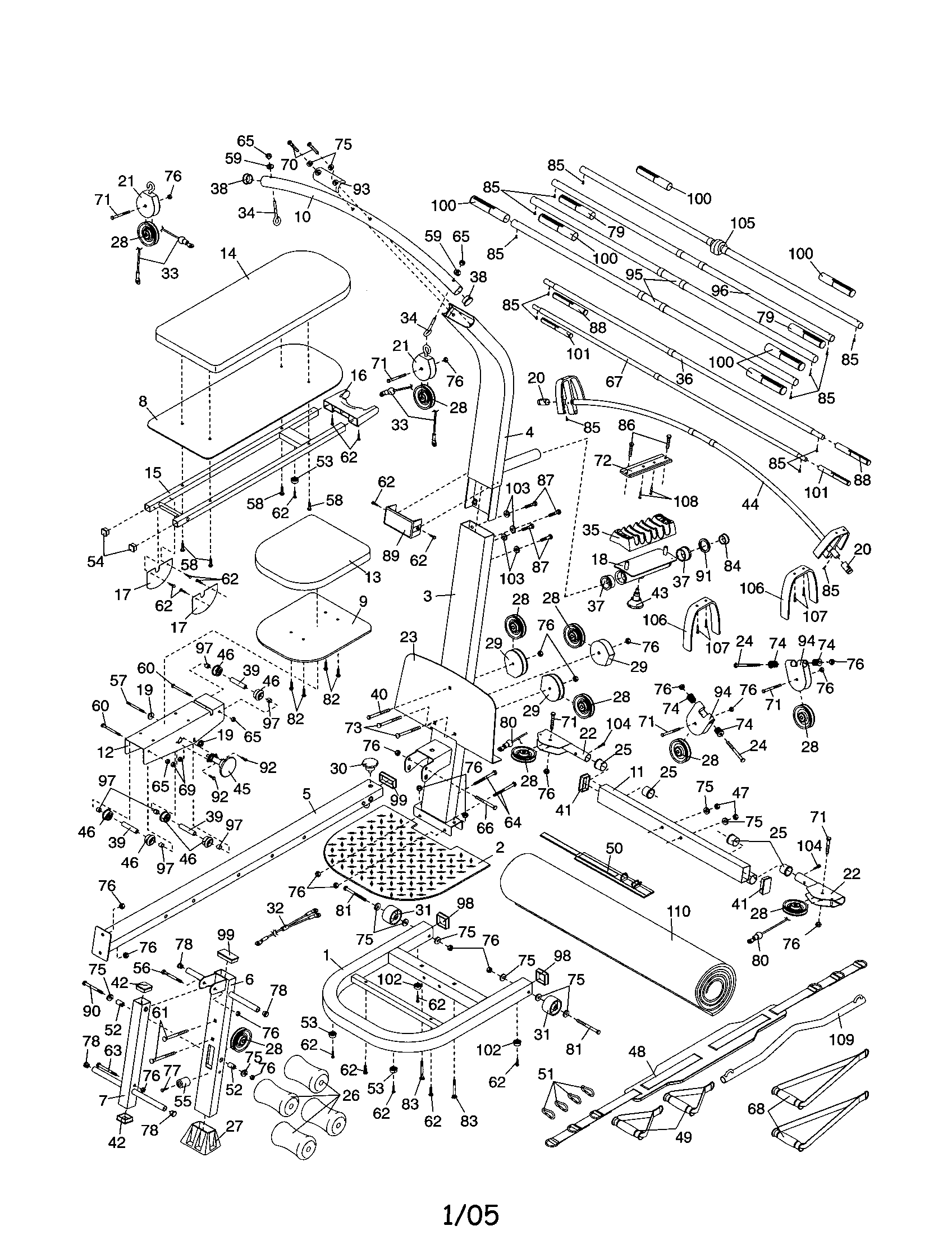 Weider WESY77731 exercise equipment diagram