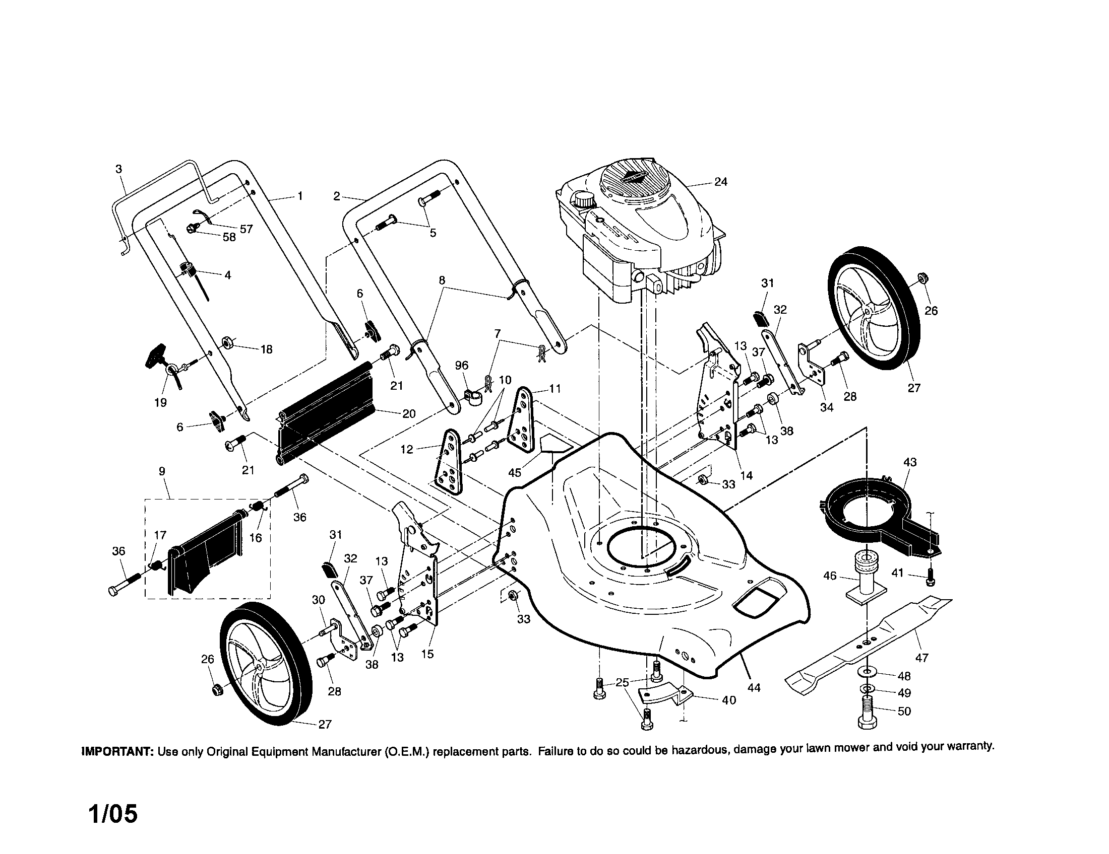 Craftsman 917376560 engine/housing/handle diagram