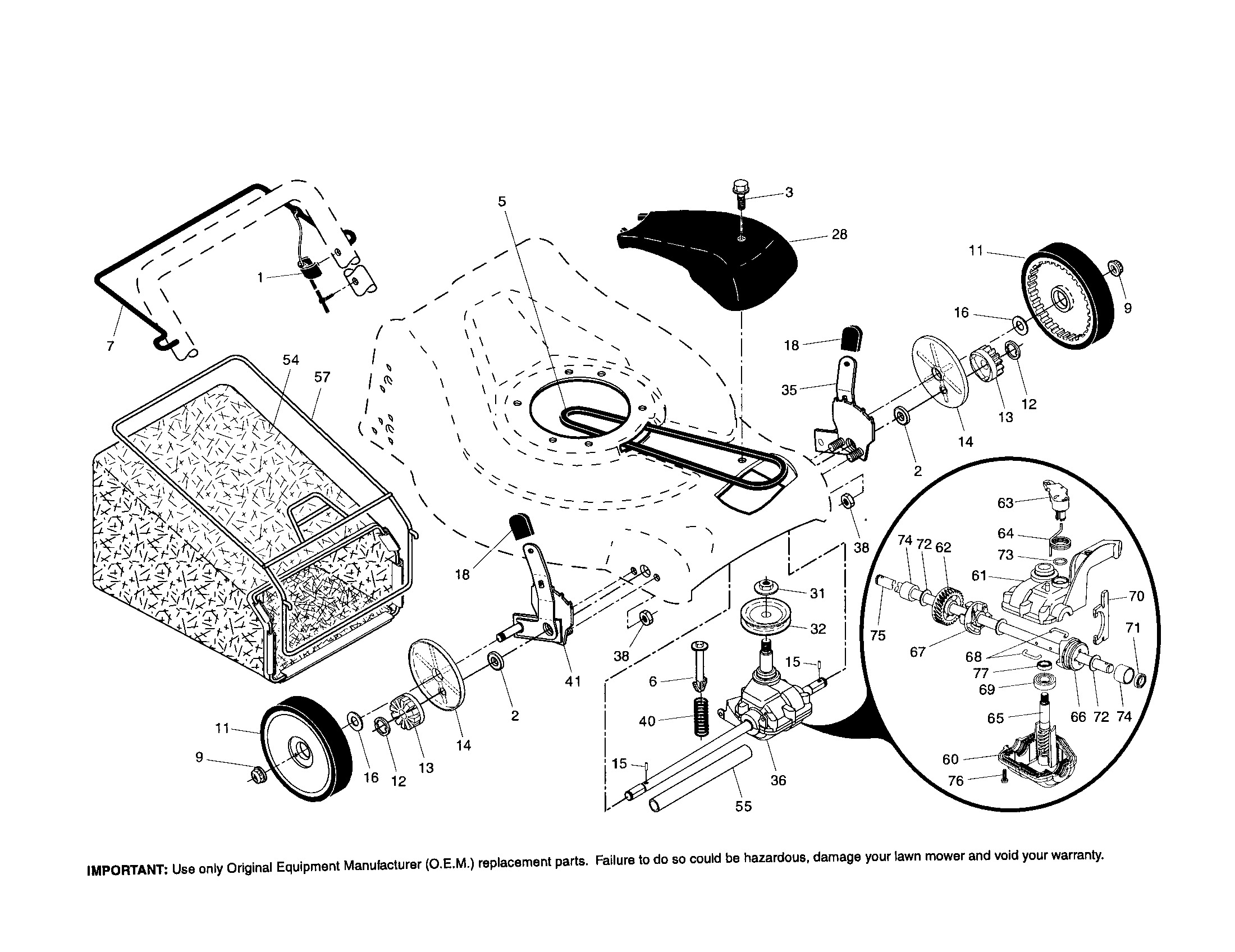 Craftsman 917376560 wheels/tires/bag diagram