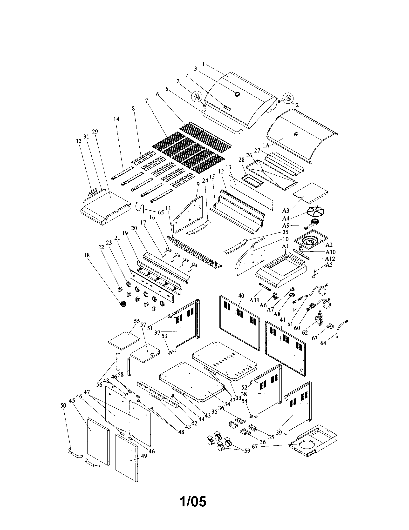 Kenmore 14117329 lpg and ng grill diagram