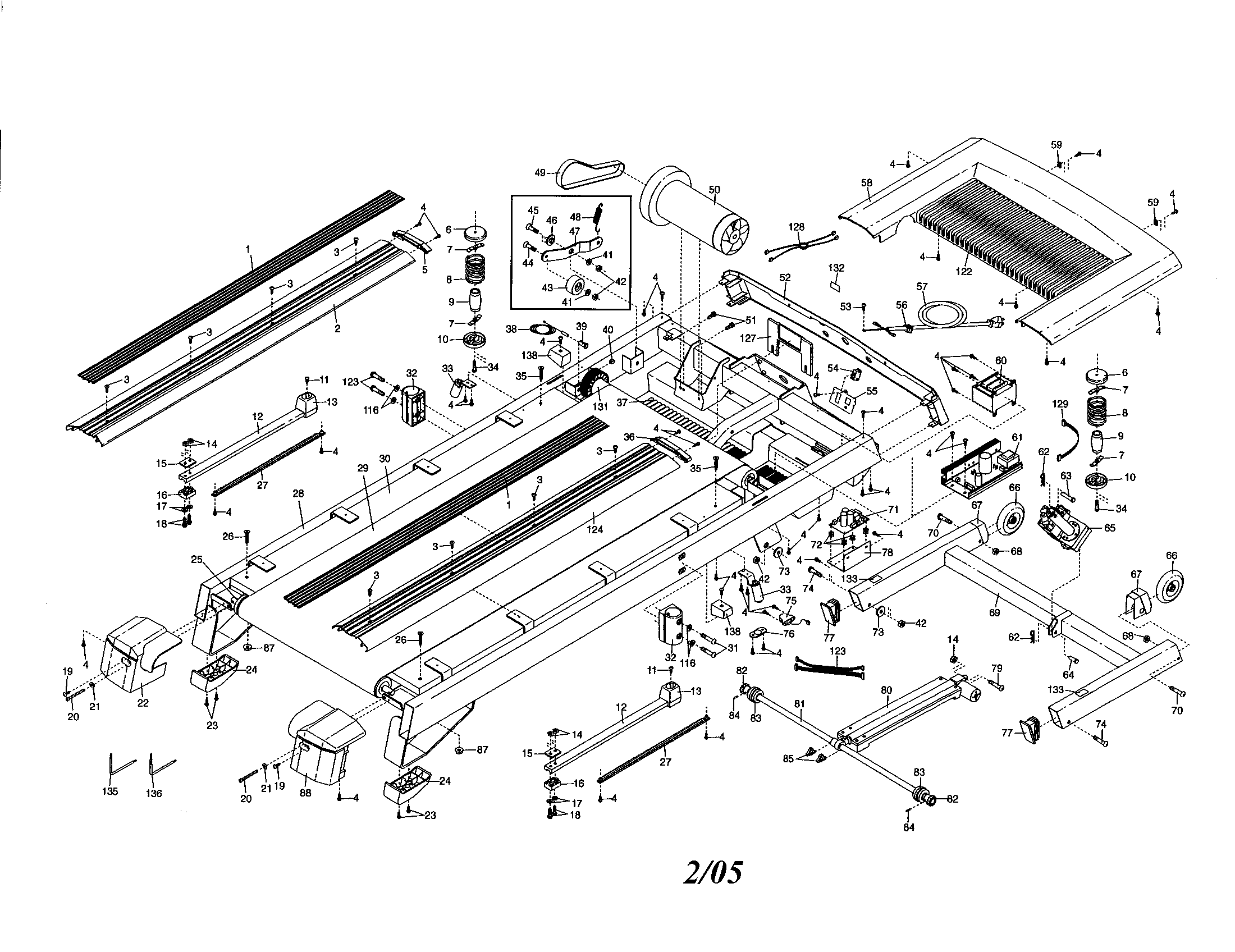 NordicTrack 831295180 walking belt/motor/hood diagram