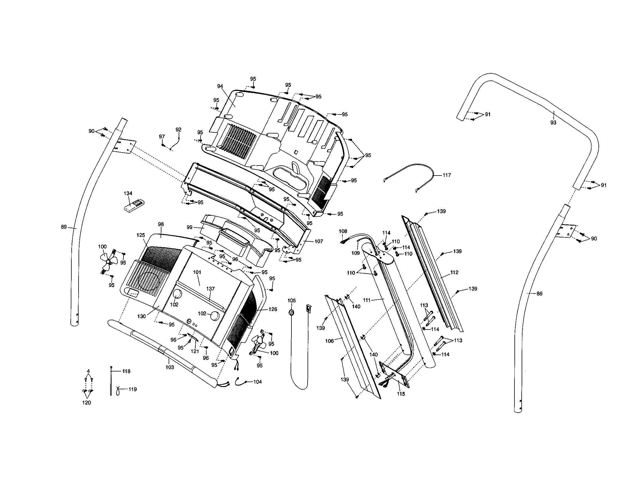 NordicTrack NTL24950 console/handrails diagram