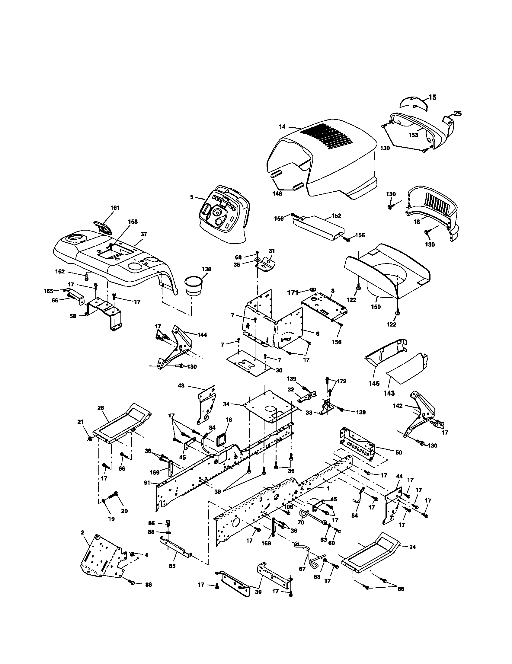 Husqvarna LOGT2254 chassis and enclosures diagram