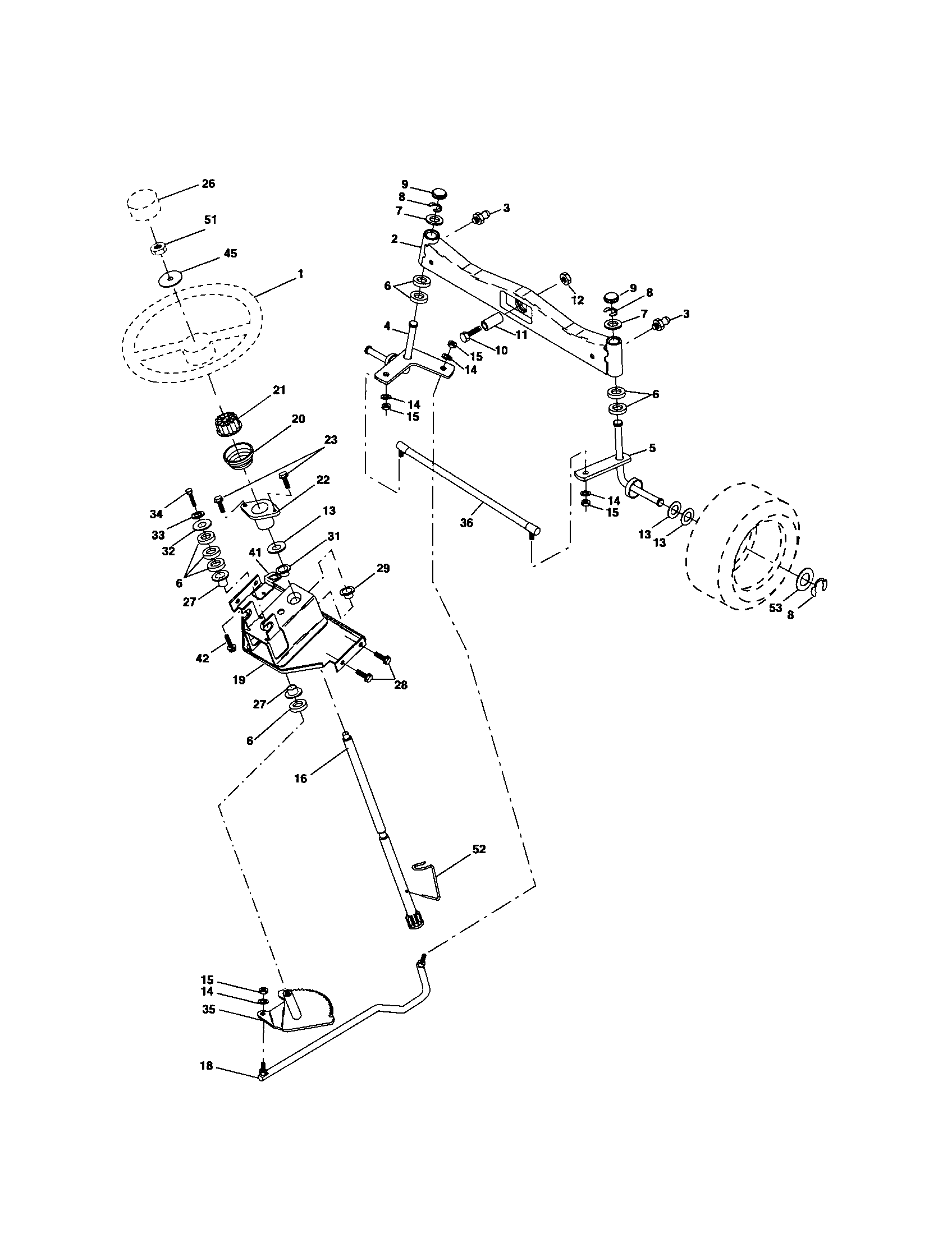 Husqvarna LOGT2254 steering assembly diagram