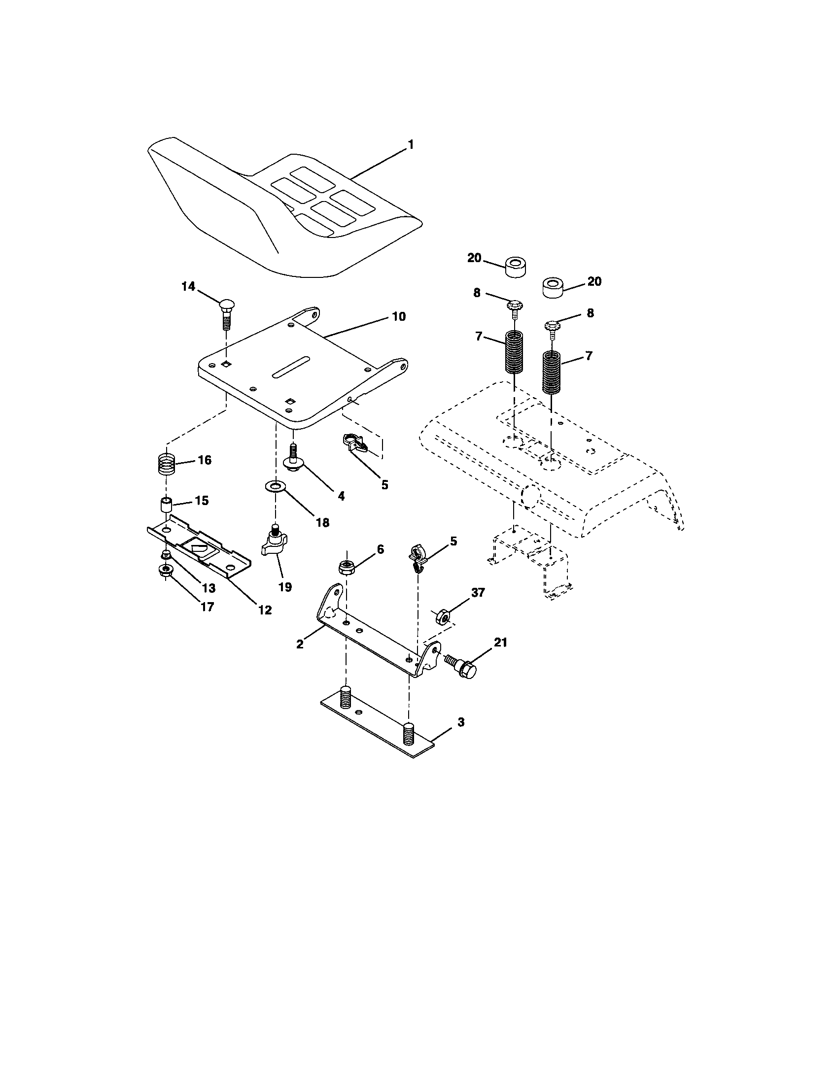 Husqvarna LOGT2254 seat assembly diagram